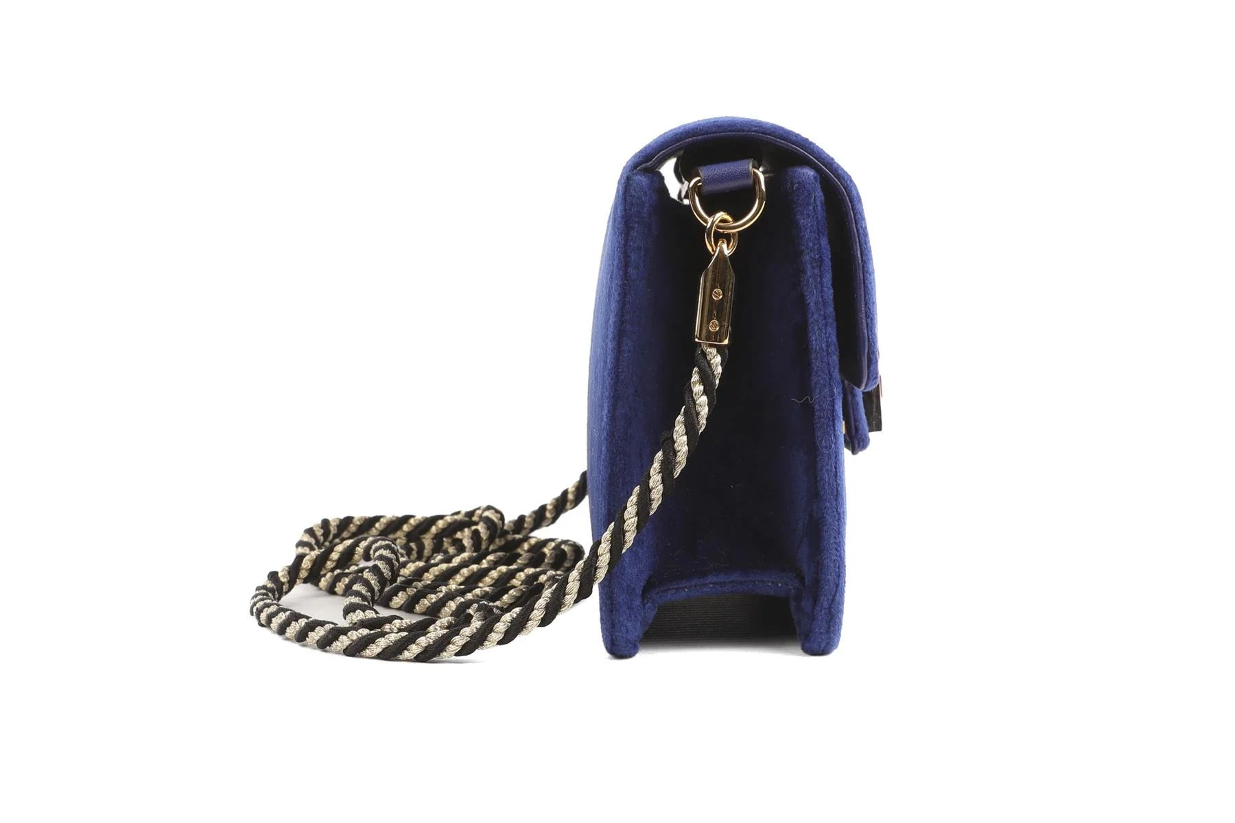 GUCCI BLUE BROADWAY SMALL VELVET SHOULDER BAG - Image 5