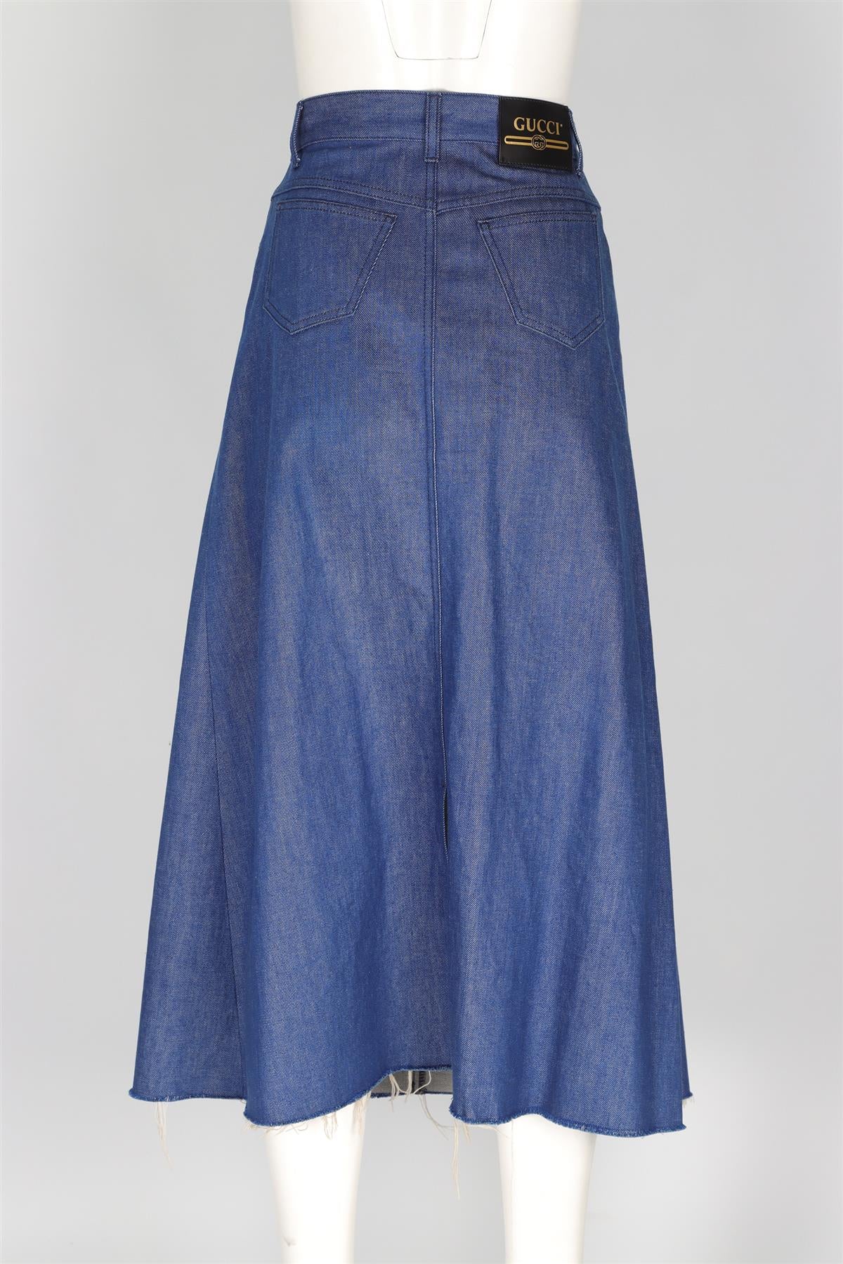 GUCCI BLUE DENIM MIDI SKIRT IT 42 UK 10 - Image 4
