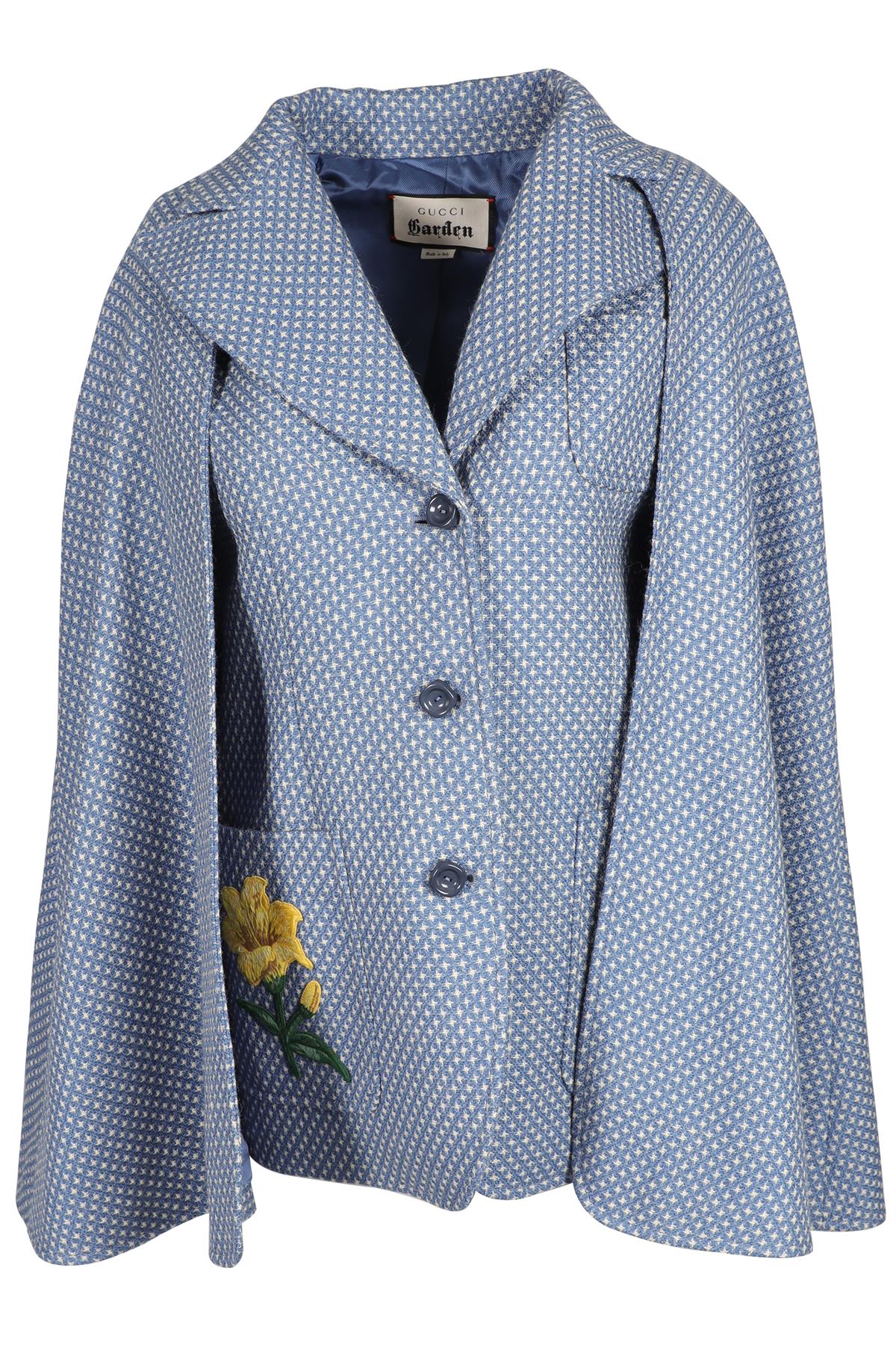 GUCCI BLUE GARDEN WOOL CAPE IT 42 UK 10 - Image 7