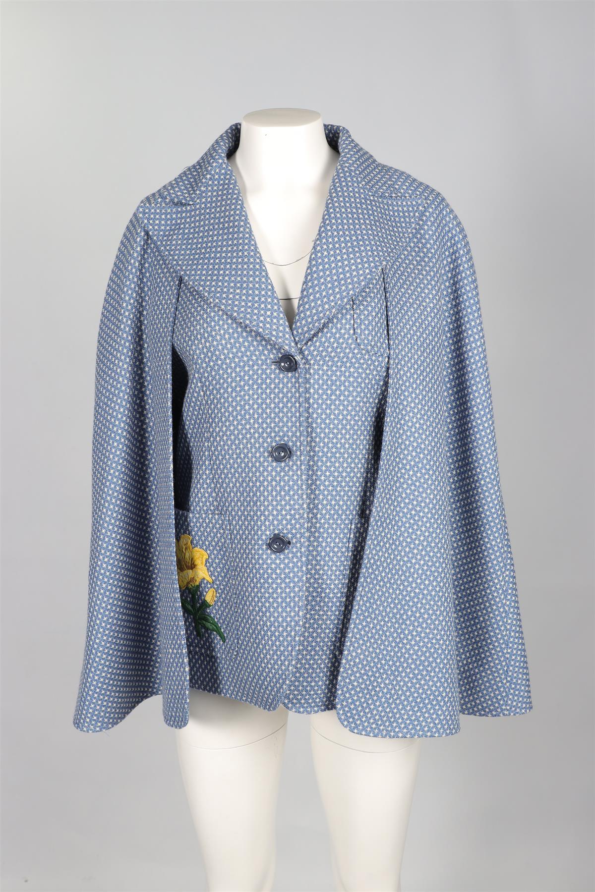 GUCCI BLUE GARDEN WOOL CAPE IT 42 UK 10 - Image 8