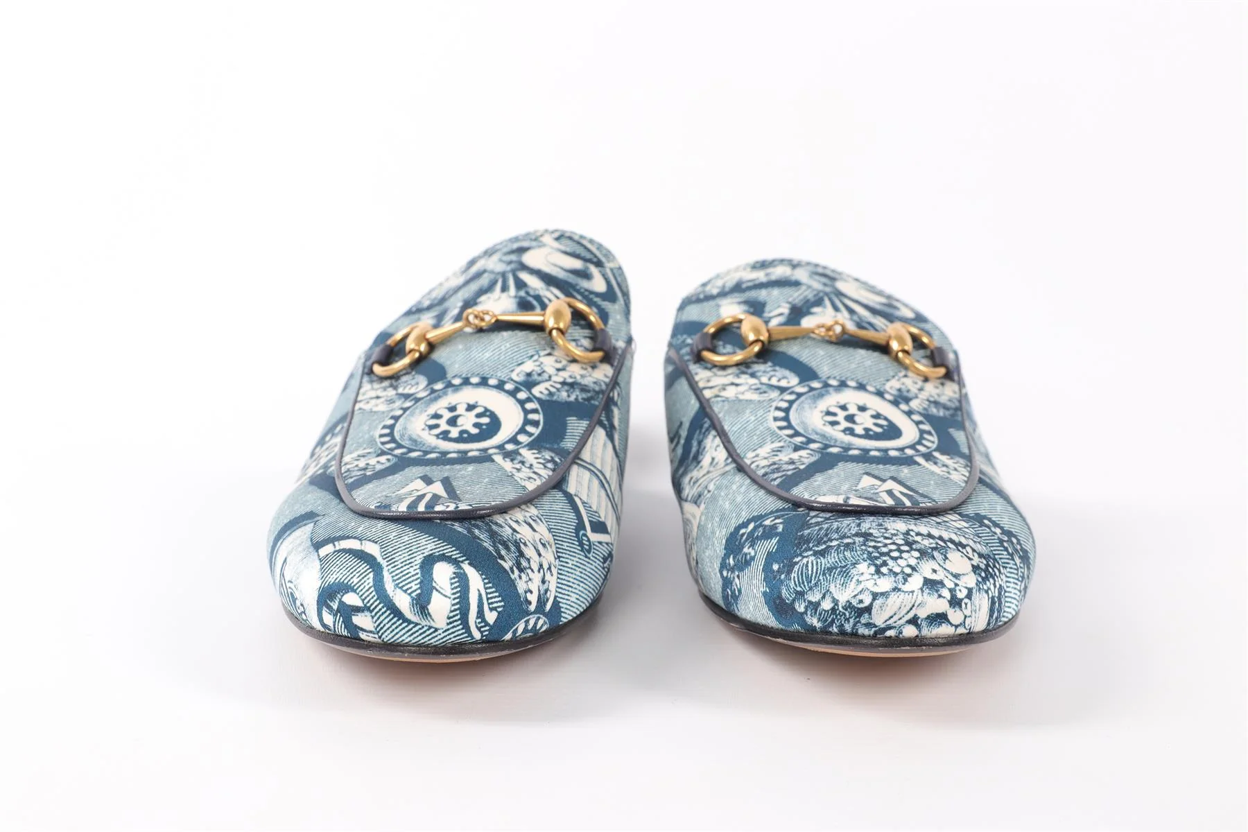 GUCCI BLUE PRINCETOWN SATIN LOAFERS EU 38 UK 5 US 8 - Image 3
