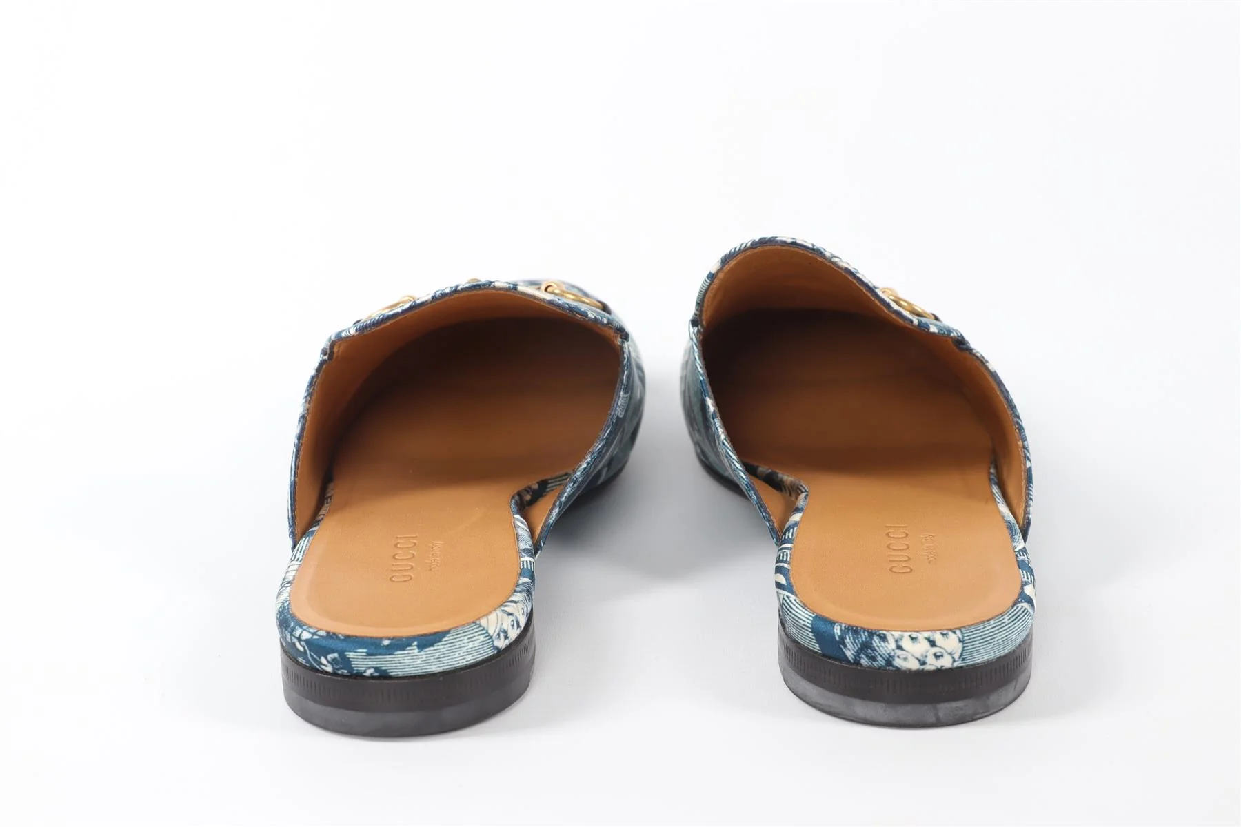 GUCCI BLUE PRINCETOWN SATIN LOAFERS EU 38 UK 5 US 8 - Image 5