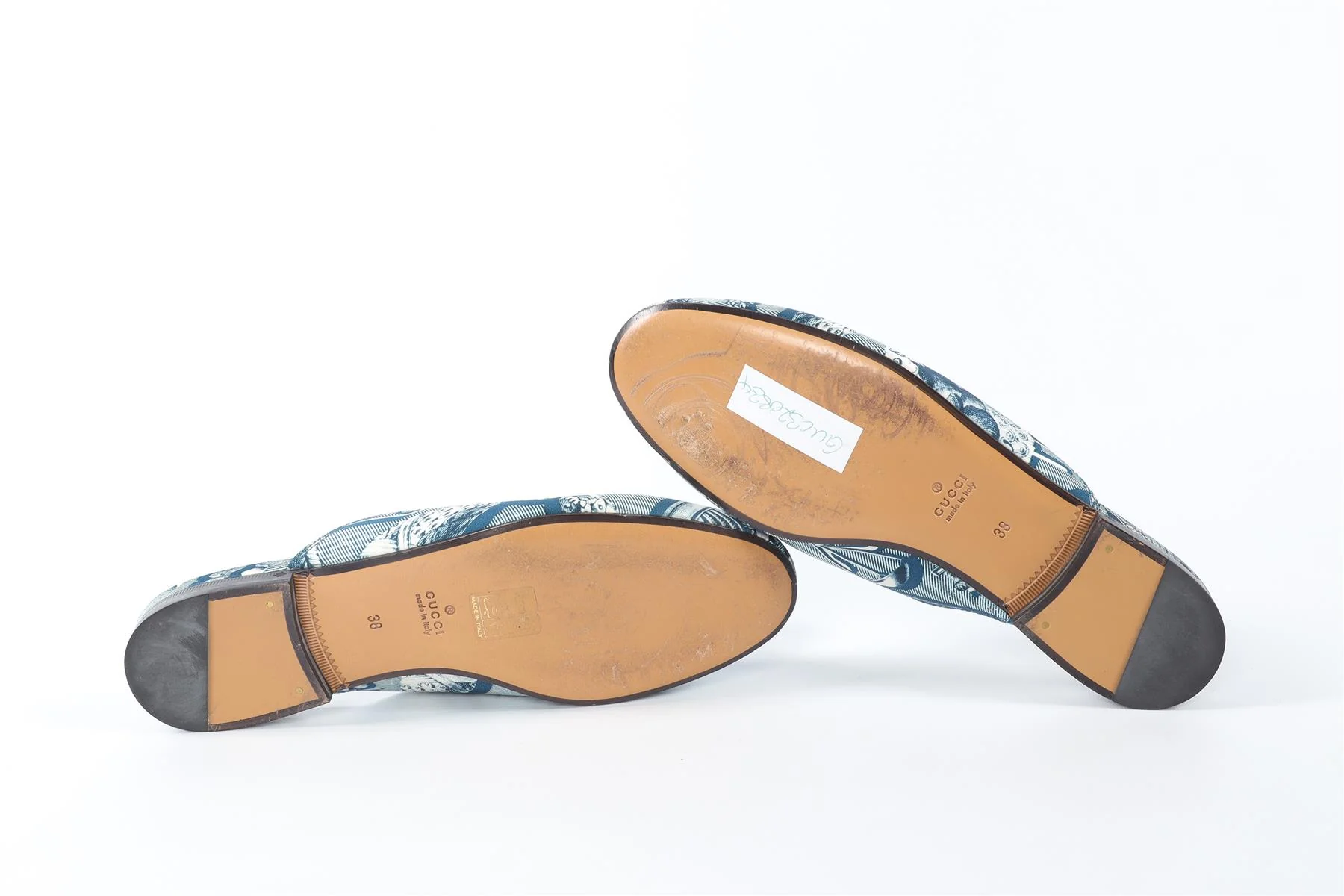 GUCCI BLUE PRINCETOWN SATIN LOAFERS EU 38 UK 5 US 8 - Image 6