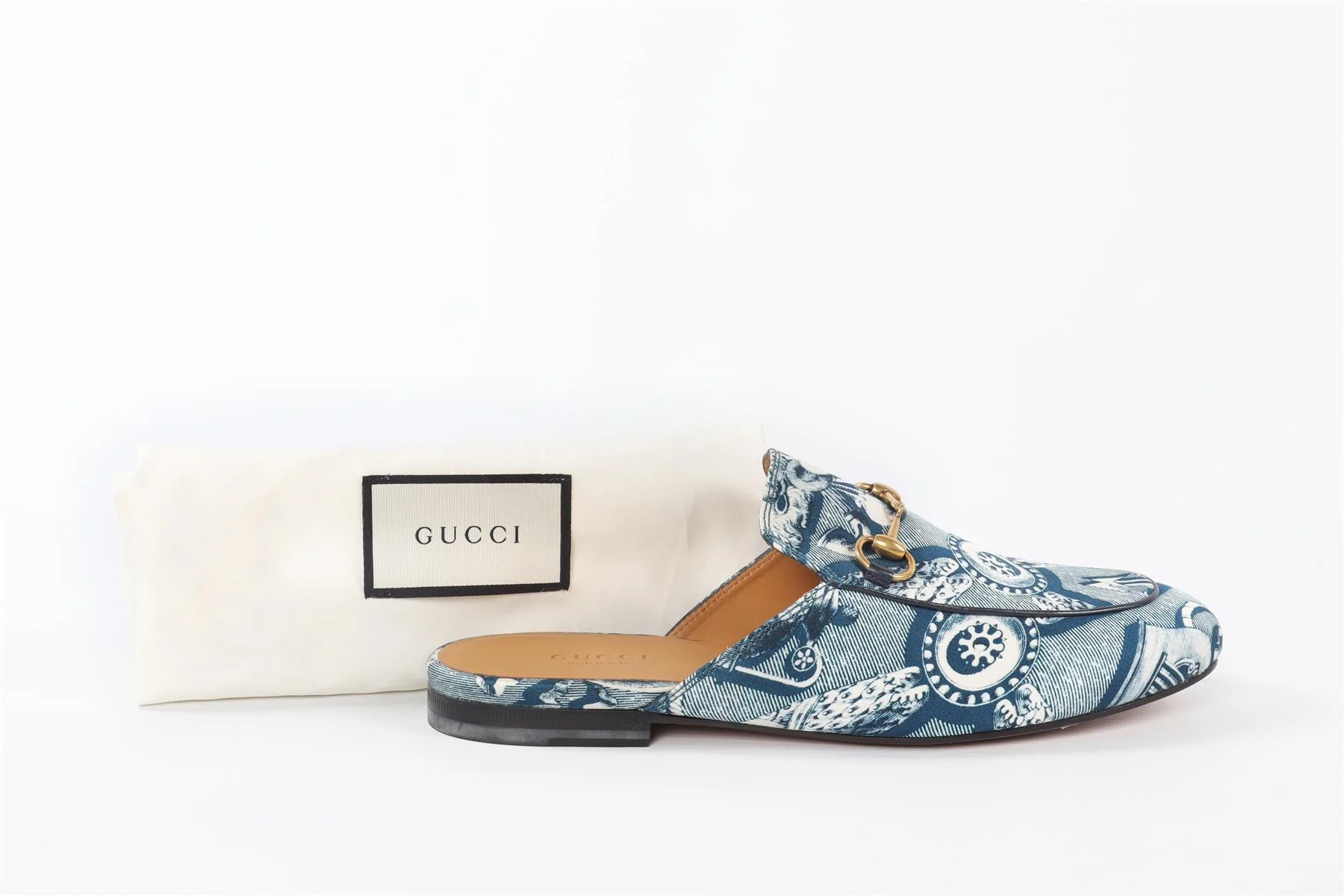 GUCCI BLUE PRINCETOWN SATIN LOAFERS EU 38 UK 5 US 8 - Image 7