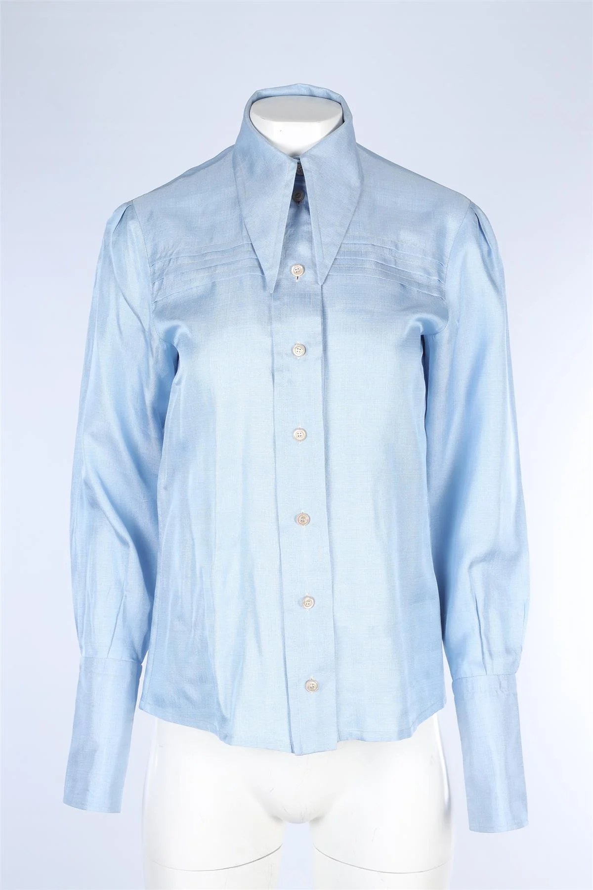 GUCCI BLUE SILK SHIRT IT 38 UK 6 - Image 2