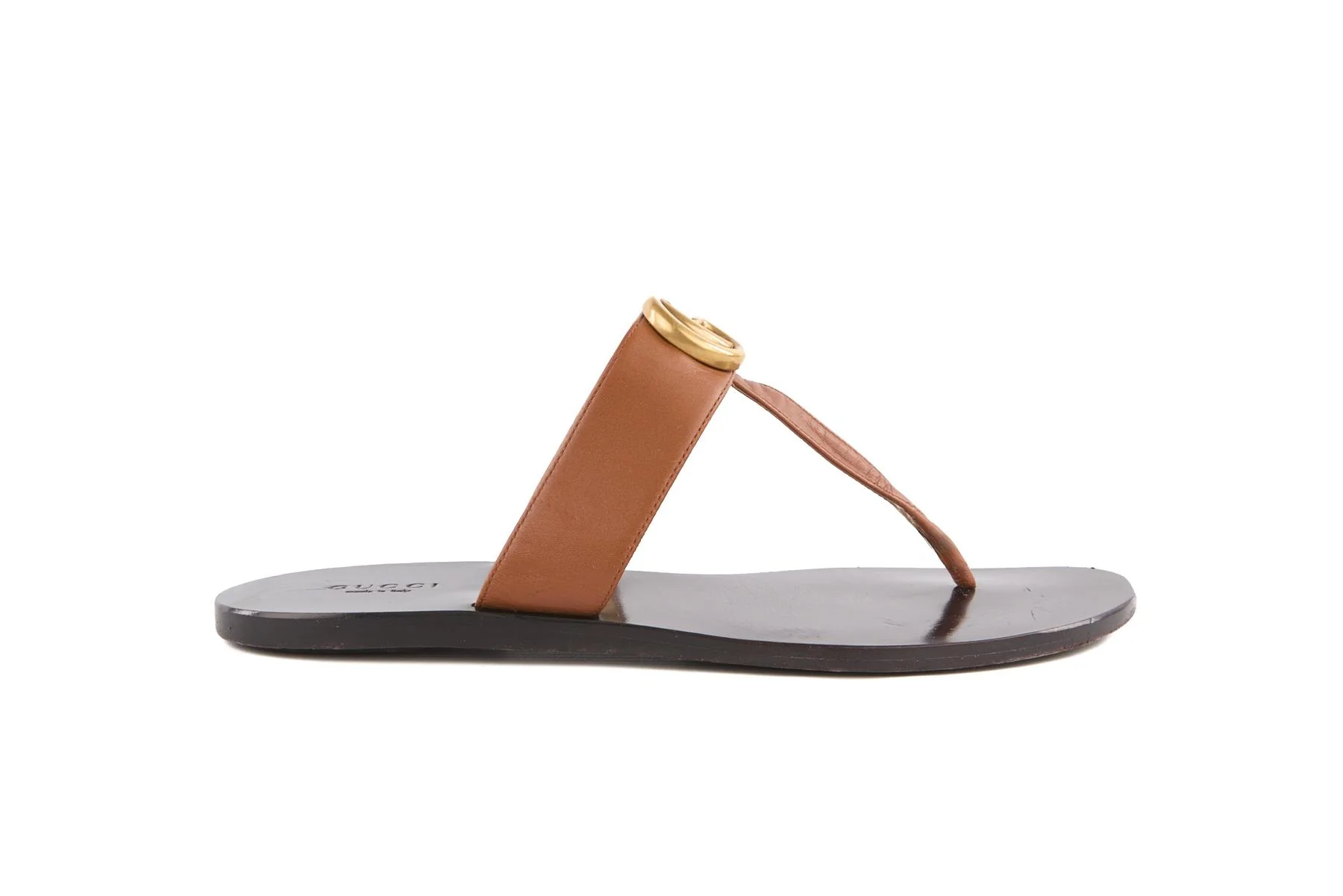 GUCCI BROWN GG LEATHER THONG SANDALS EU 38.5 UK 5.5 US 8.5 - Image 2