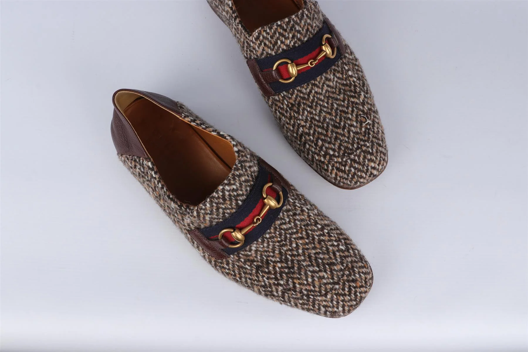 GUCCI BROWN MEN'S HORSEBIT TWEED LOAFERS EU 43.5 UK 9.5 US 10.5 - Image 4