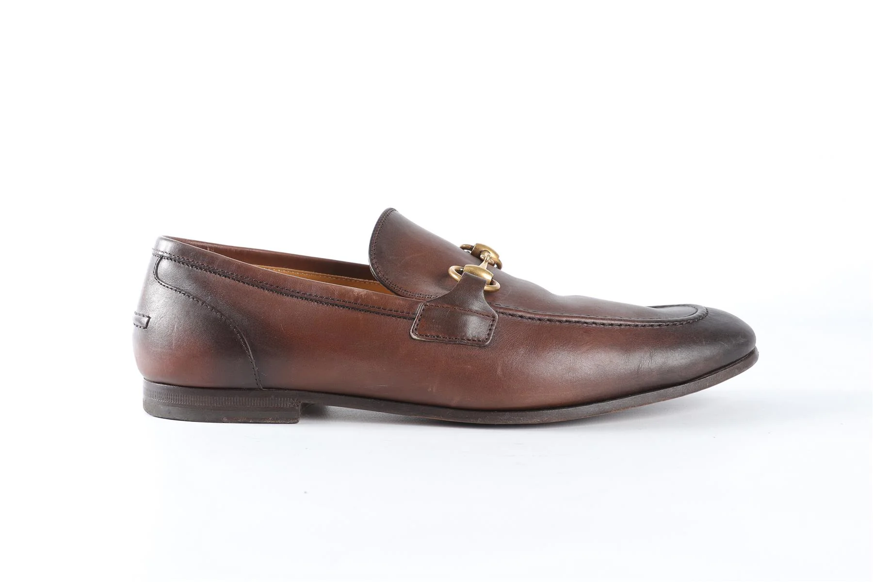 GUCCI BROWN MEN'S JORDAAN LEATHER LOAFERS UK 7 EU 41 US 8 - Image 2