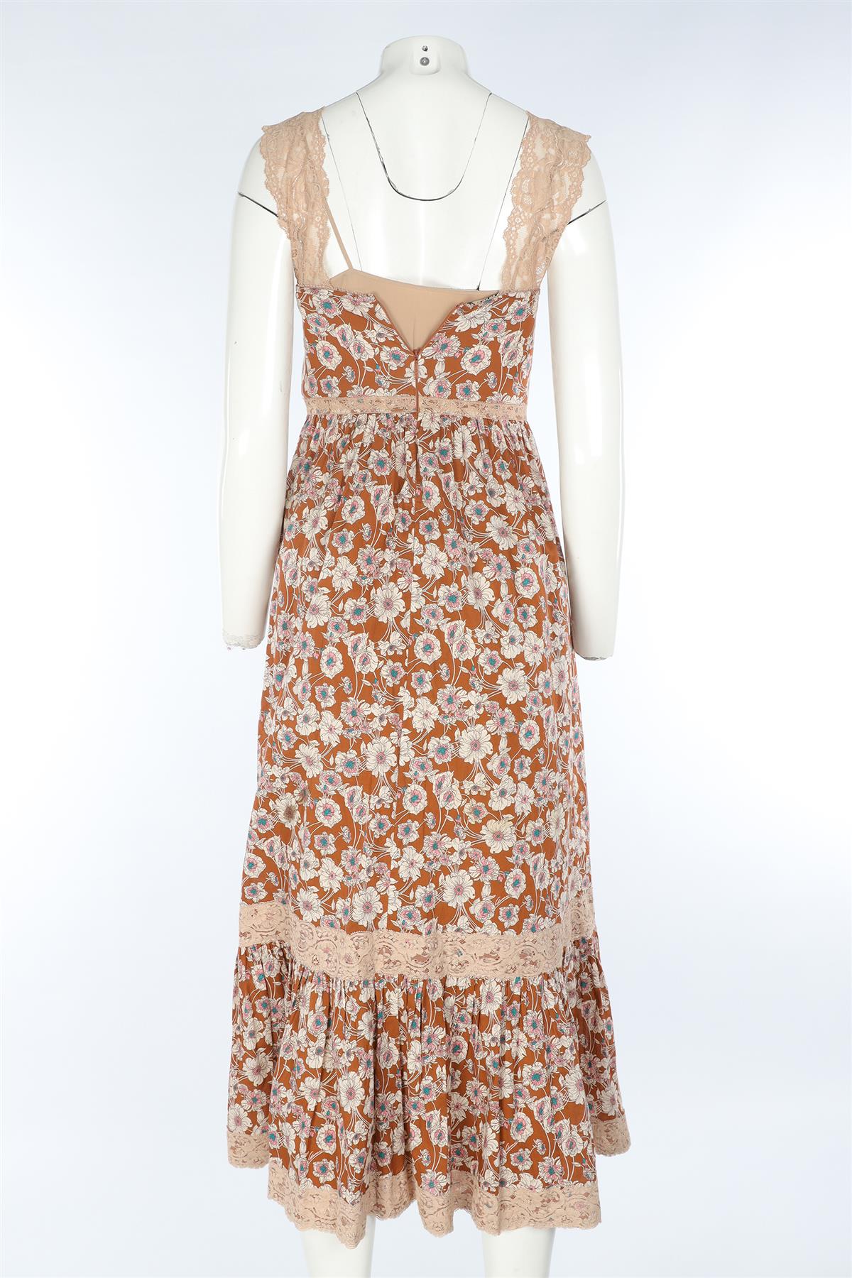 GUCCI BROWN SILK MAXI DRESS IT 34 UK 2 - Image 4