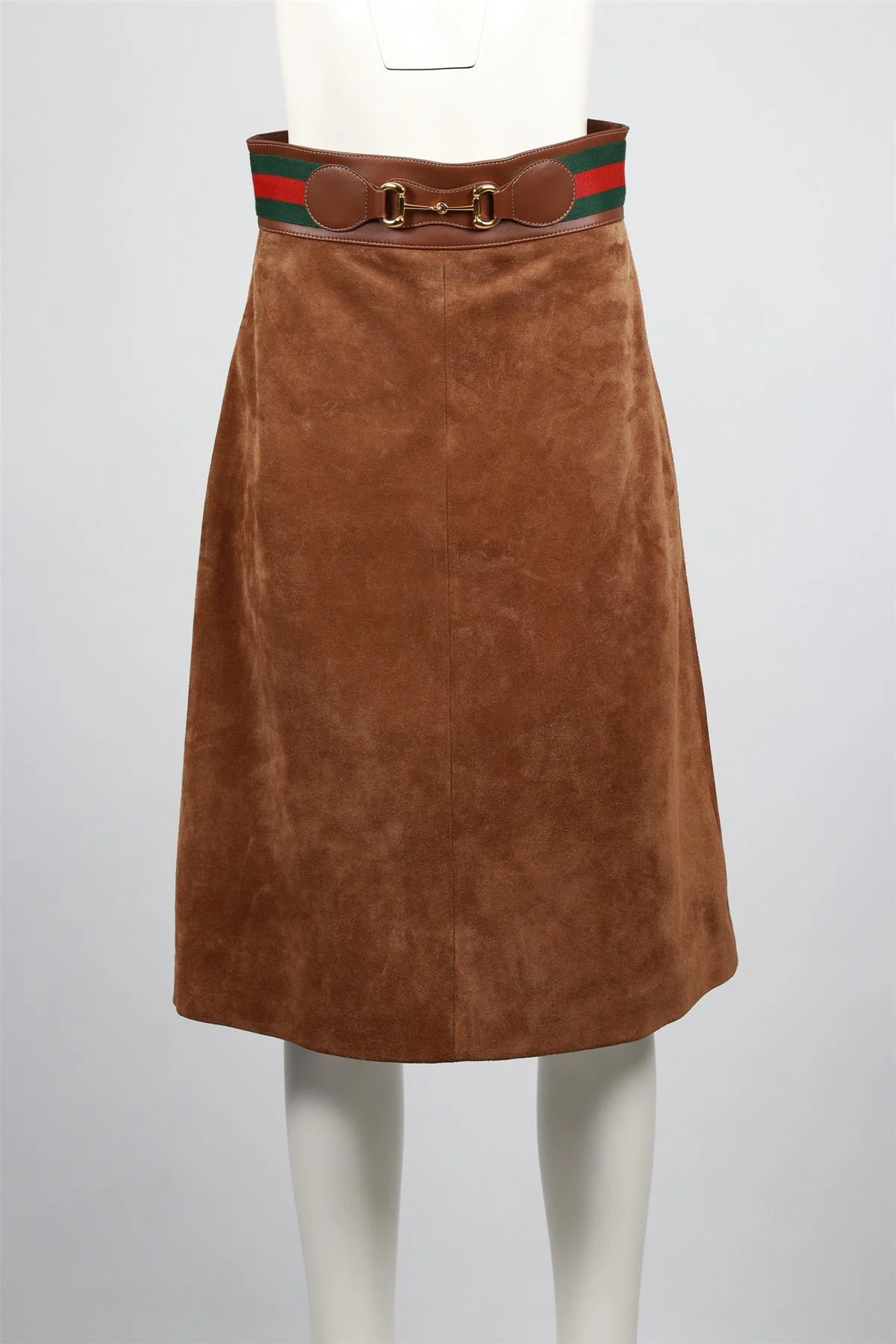 GUCCI BROWN SUEDE MIDI SKIRT IT 42 UK 10 - Image 2
