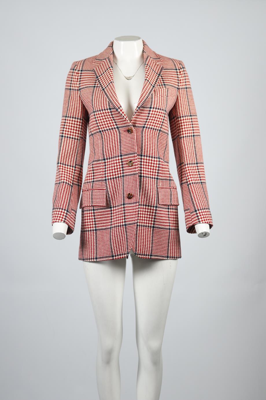 GUCCI CHECKED WOOL BLEND BLAZER IT 36 UK 4 - Image 2