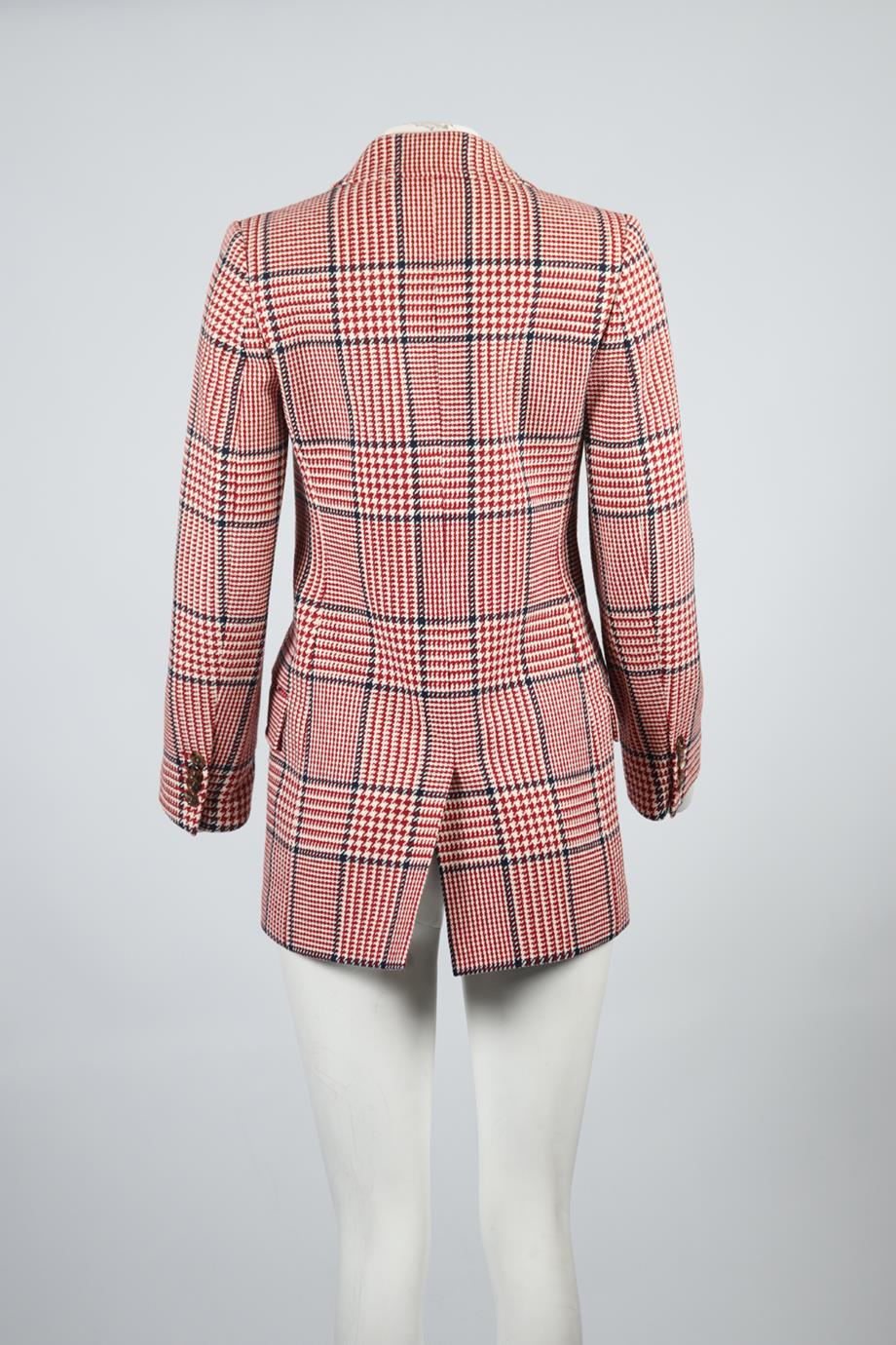 GUCCI CHECKED WOOL BLEND BLAZER IT 36 UK 4 - Image 4