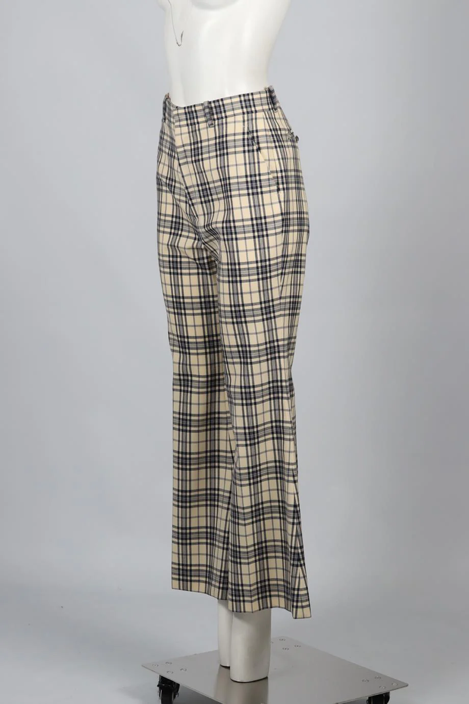 GUCCI CHECKED WOOL FLARED PANTS IT 40 UK 8 - Image 3