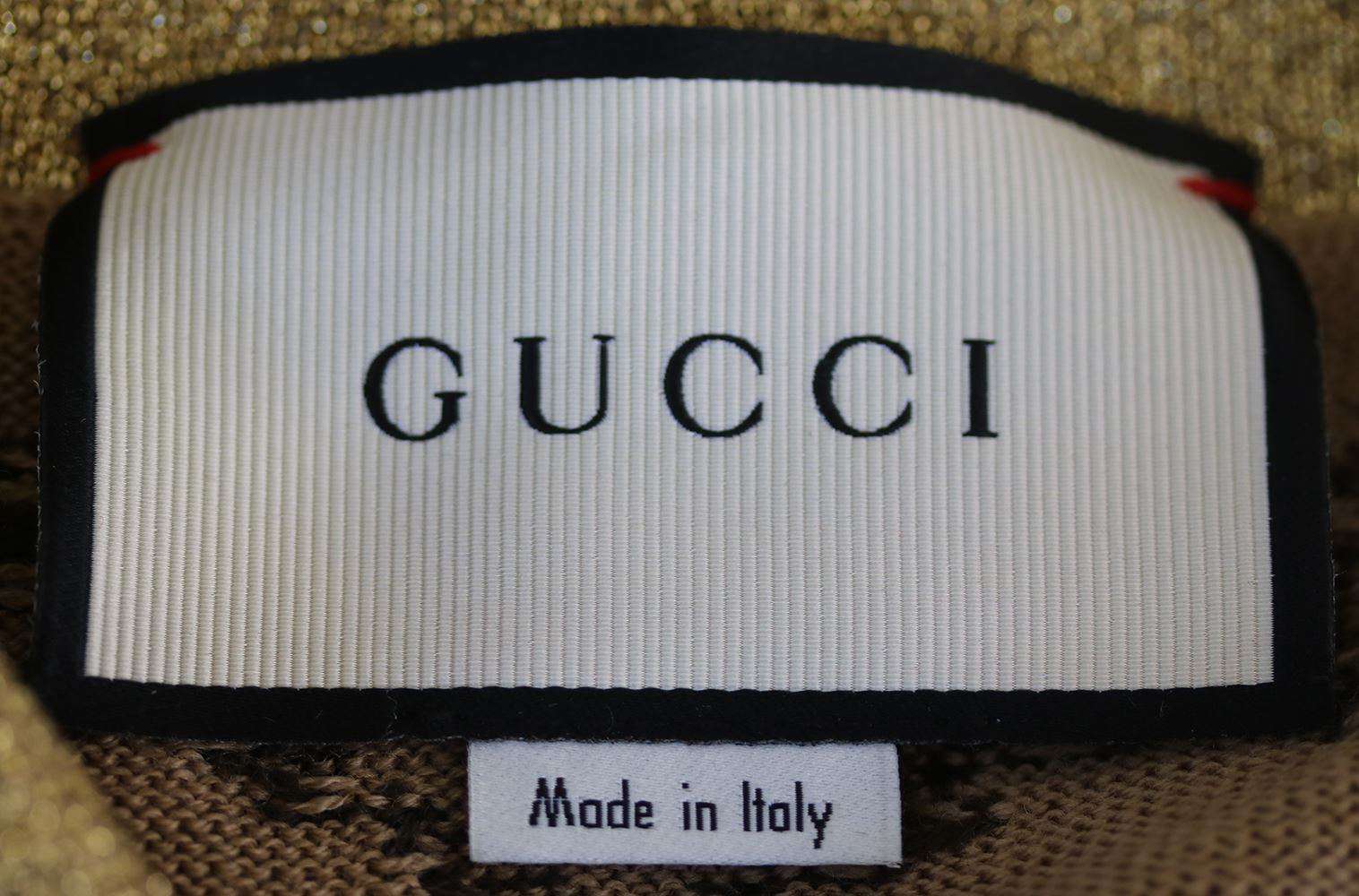GUCCI CONTRAST-COLLAR GG-JACQUARD WOOL SWEATER SMALL - Image 8