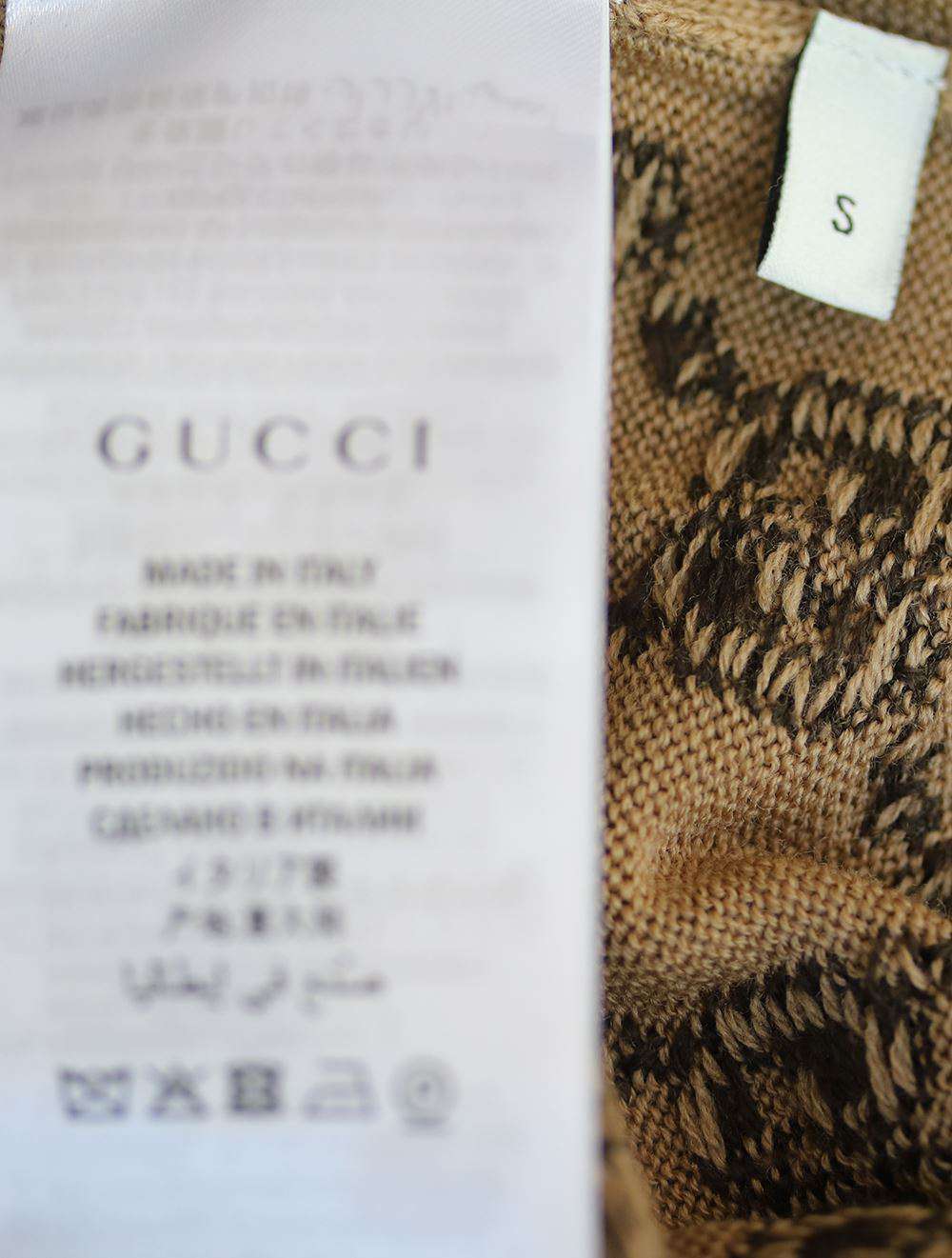 GUCCI CONTRAST-COLLAR GG-JACQUARD WOOL SWEATER SMALL - Image 9