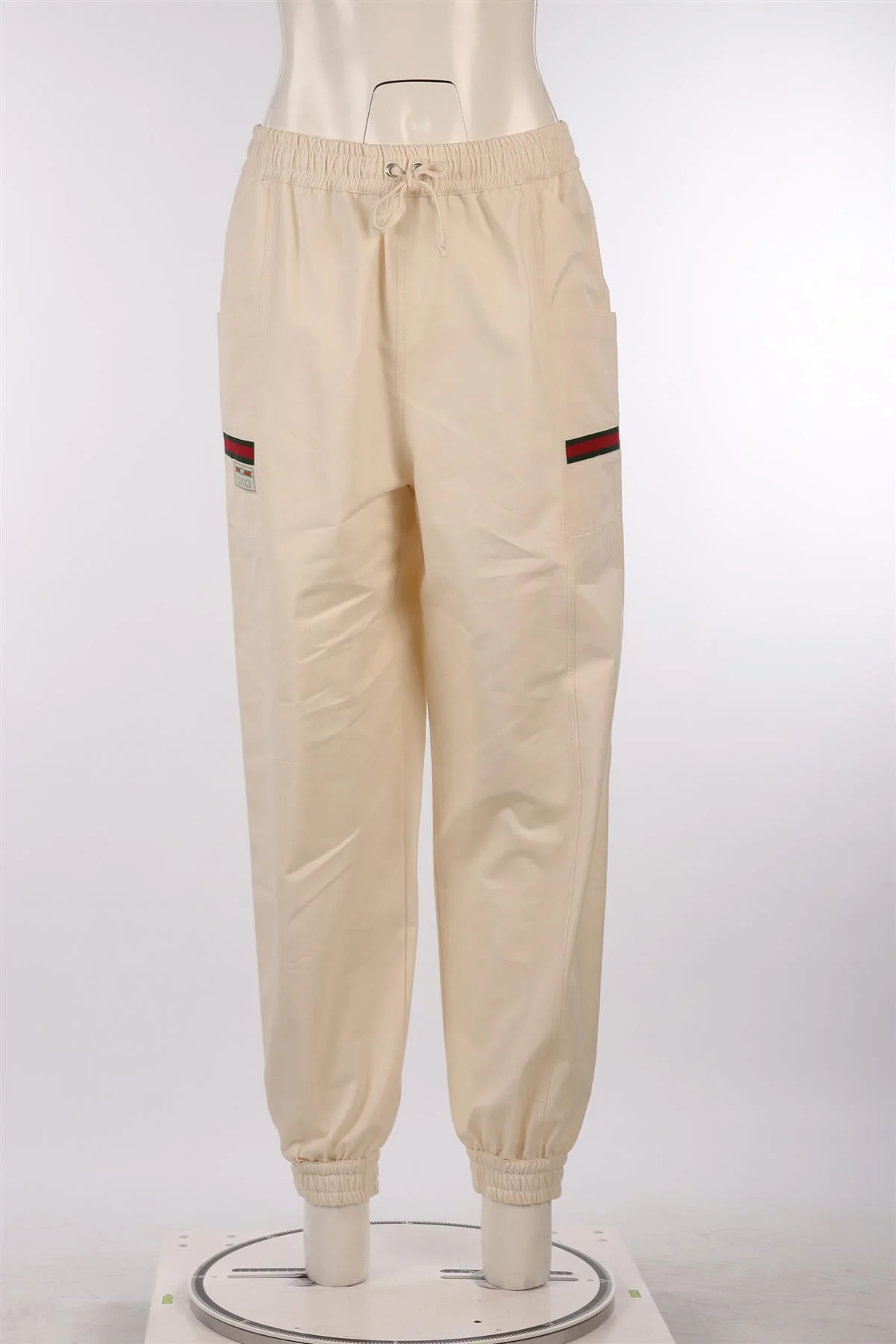 GUCCI CREAM COTTON TAPERED PANTS MEDIUM - Image 2
