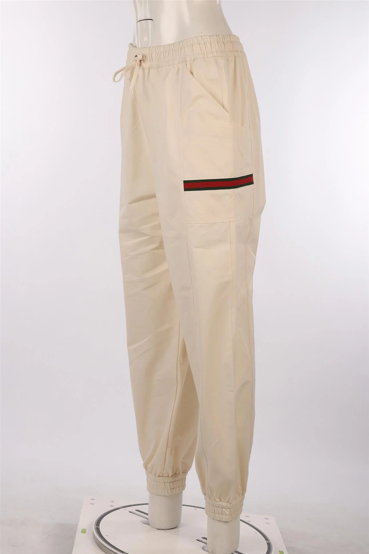 GUCCI CREAM COTTON TAPERED PANTS MEDIUM - Image 3