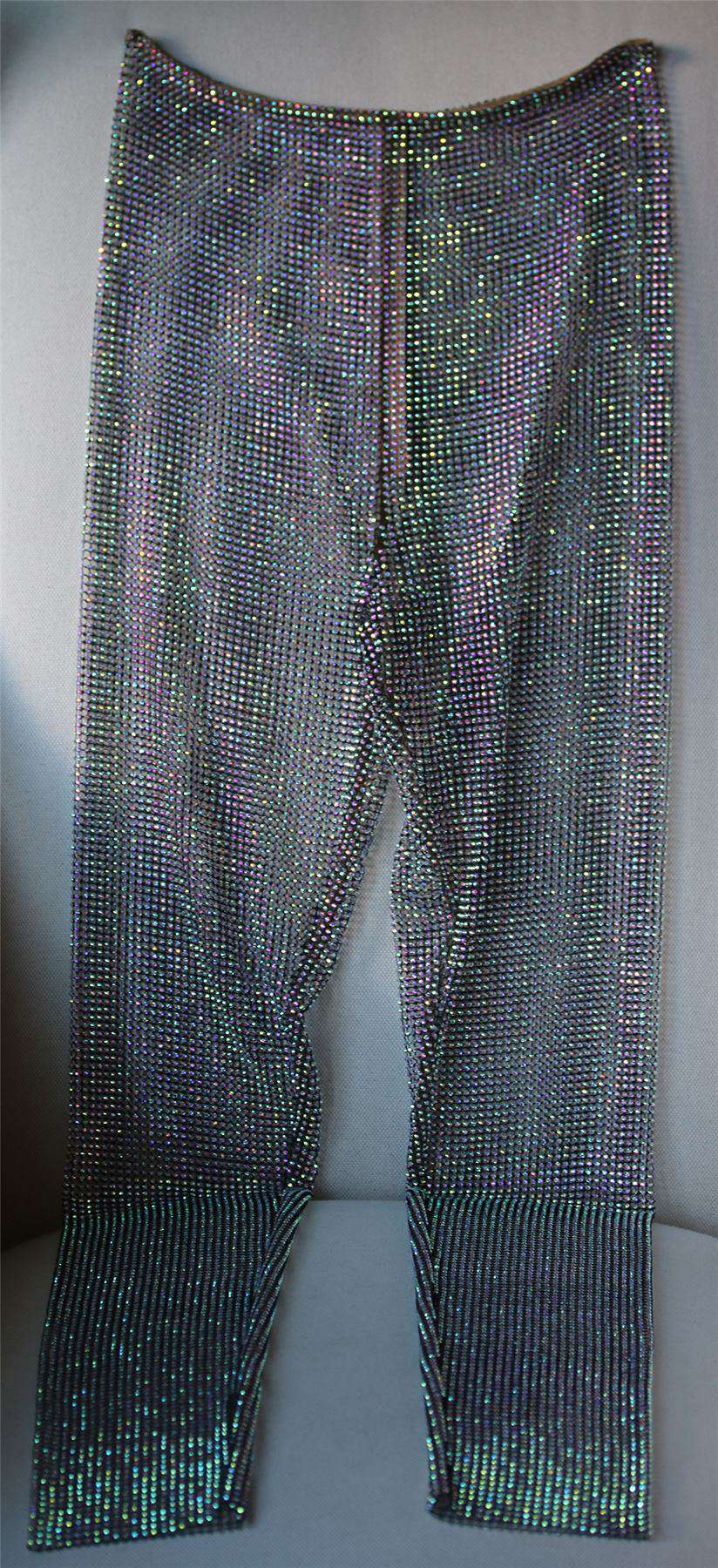 GUCCI CRYSTAL-EMBELLISHED STRETCH-MESH LEGGINGS IT 40 UK 8 - Image 5