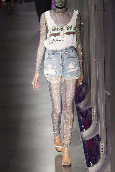 GUCCI CRYSTAL-EMBELLISHED STRETCH-MESH TURTLENECK TOP IT 40 UK 8 - Image 3
