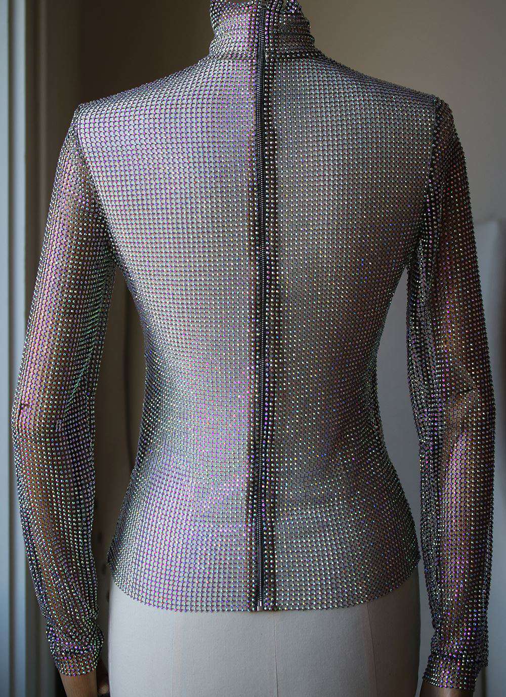 GUCCI CRYSTAL-EMBELLISHED STRETCH-MESH TURTLENECK TOP IT 40 UK 8 - Image 8