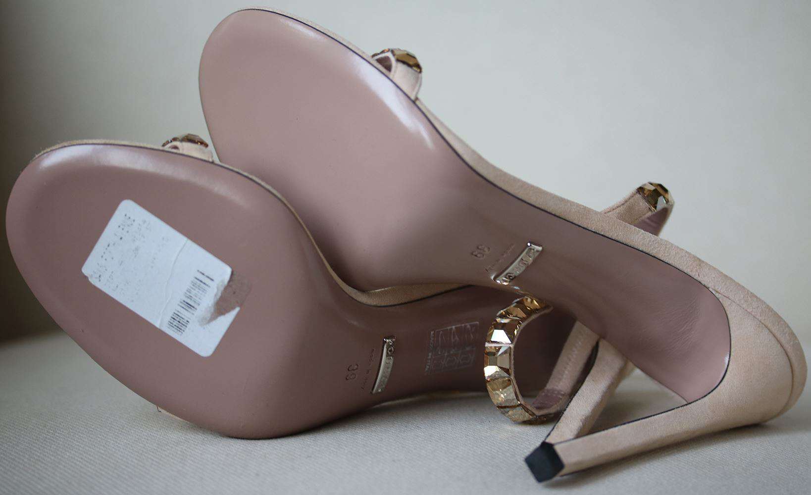 GUCCI CRYSTAL EMBELLISHED SUEDE SANDALS EU 39 UK 6 US 9 - Image 5