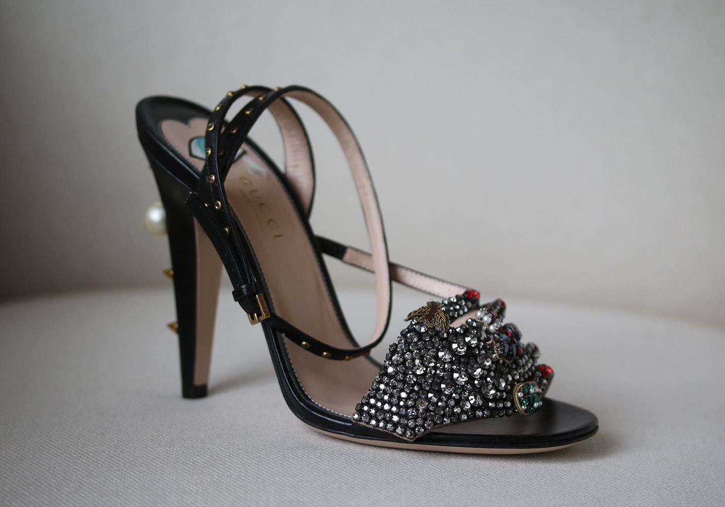 GUCCI CRYSTAL HAND APPLIQUE EMBELLISHED SANDALS EU 37.5 UK 4.5 US 7.5 - Image 2
