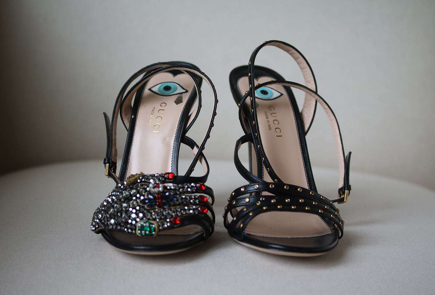 GUCCI CRYSTAL HAND APPLIQUE EMBELLISHED SANDALS EU 37.5 UK 4.5 US 7.5 - Image 3