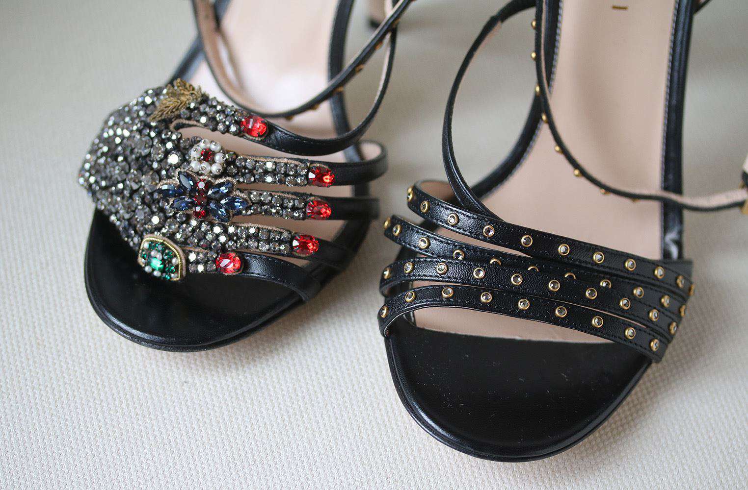 GUCCI CRYSTAL HAND APPLIQUE EMBELLISHED SANDALS EU 37.5 UK 4.5 US 7.5 - Image 4