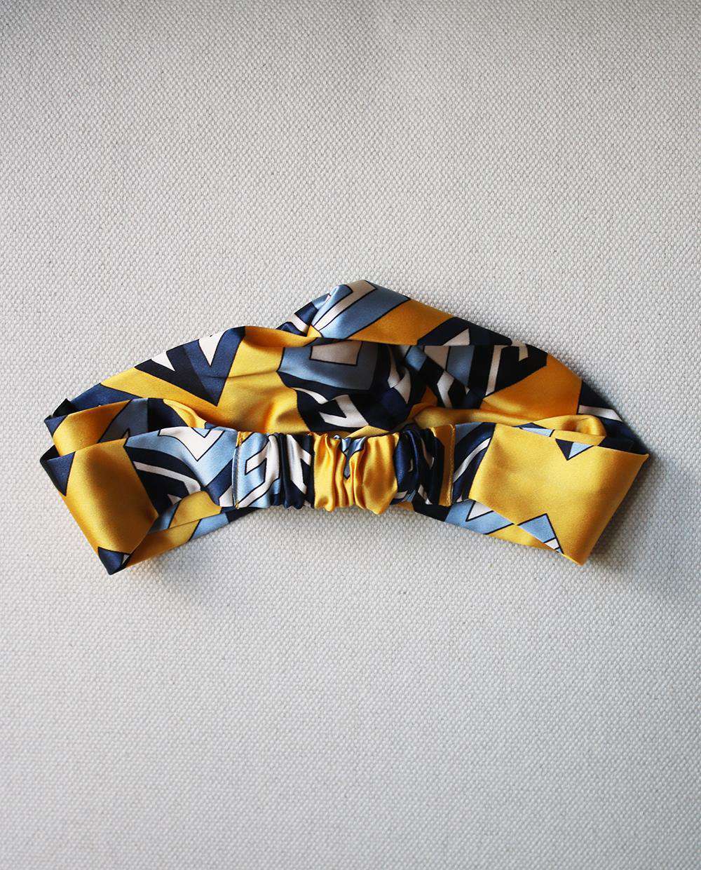 GUCCI CUBE PRINTED TWISTED SILK SATIN HEADBAND - Image 3