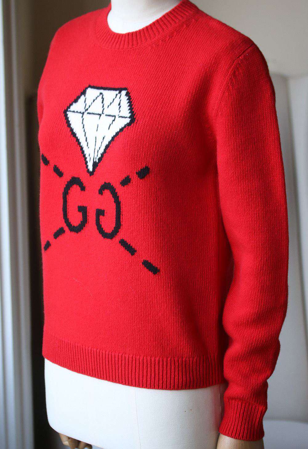 GUCCI DIAMOND INTARSIA KNIT SWEATER XSMALL - Image 4