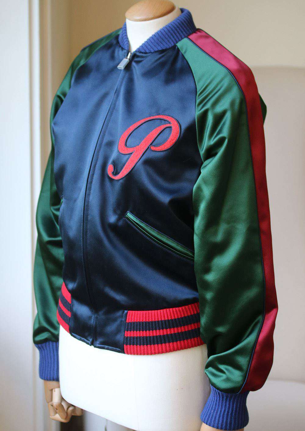 GUCCI DIY APPLIQUÉD SILK SATIN BOMBER JACKET IT 38 UK 6 - Image 3