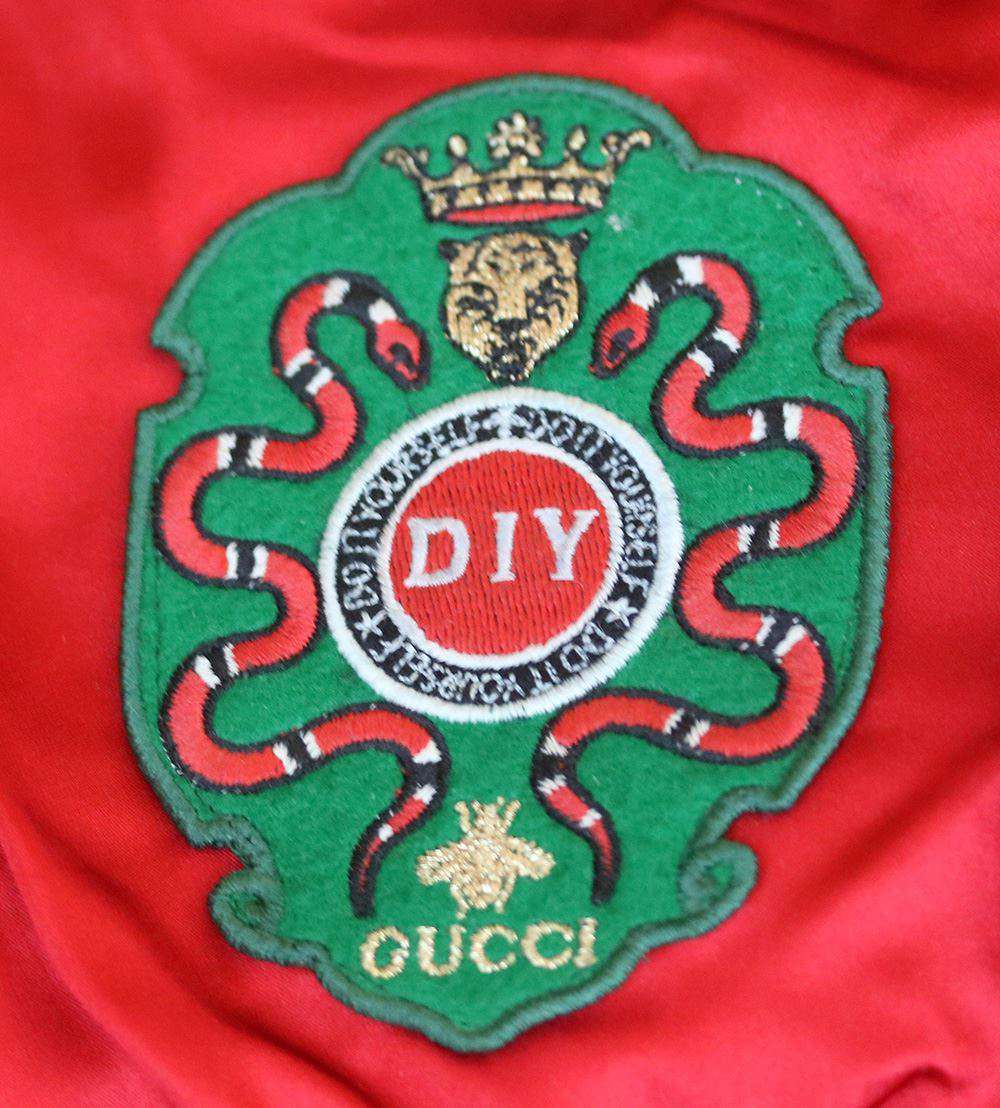 GUCCI DIY APPLIQUÉD SILK SATIN BOMBER JACKET IT 38 UK 6 - Image 6