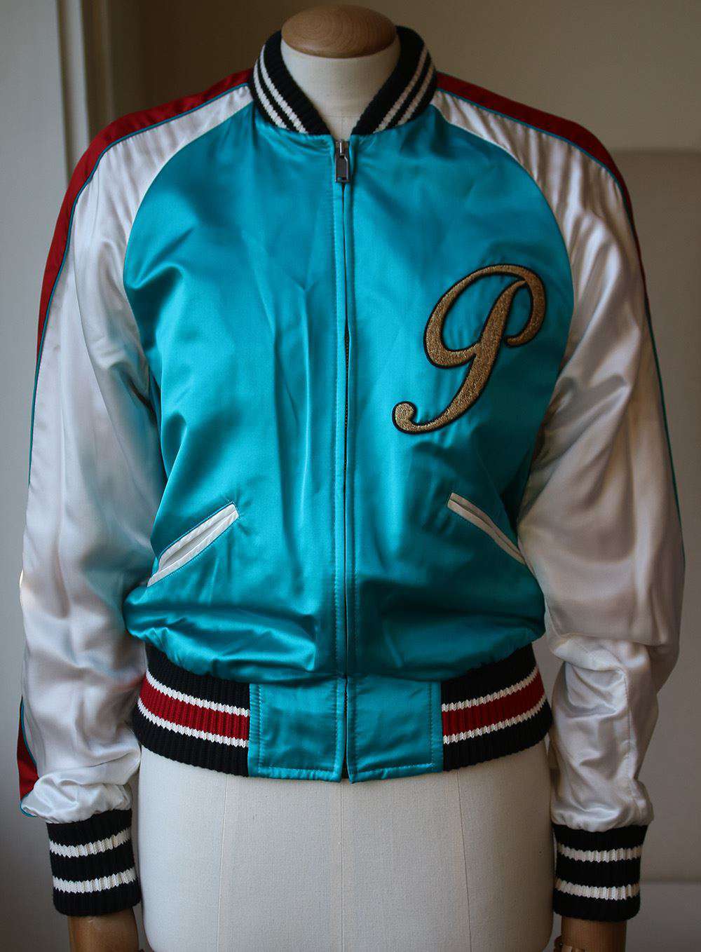GUCCI DIY APPLIQUÉD SILK SATIN BOMBER JACKET IT 38 UK 6 - Image 2