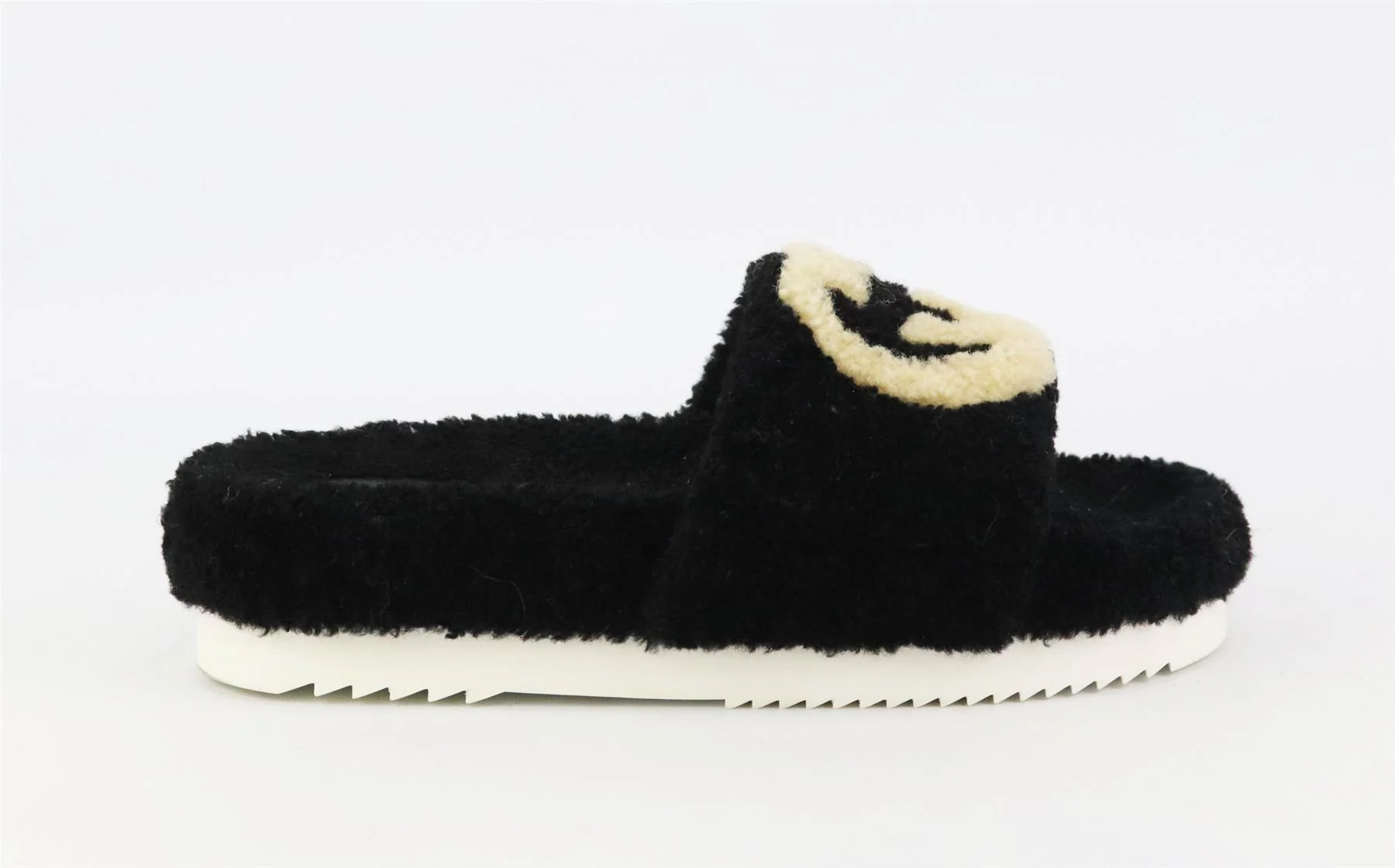 GUCCI EILEEN LOGO PRINT SHEARLING SLIDES EU 38 UK 5 US 8 - Image 2