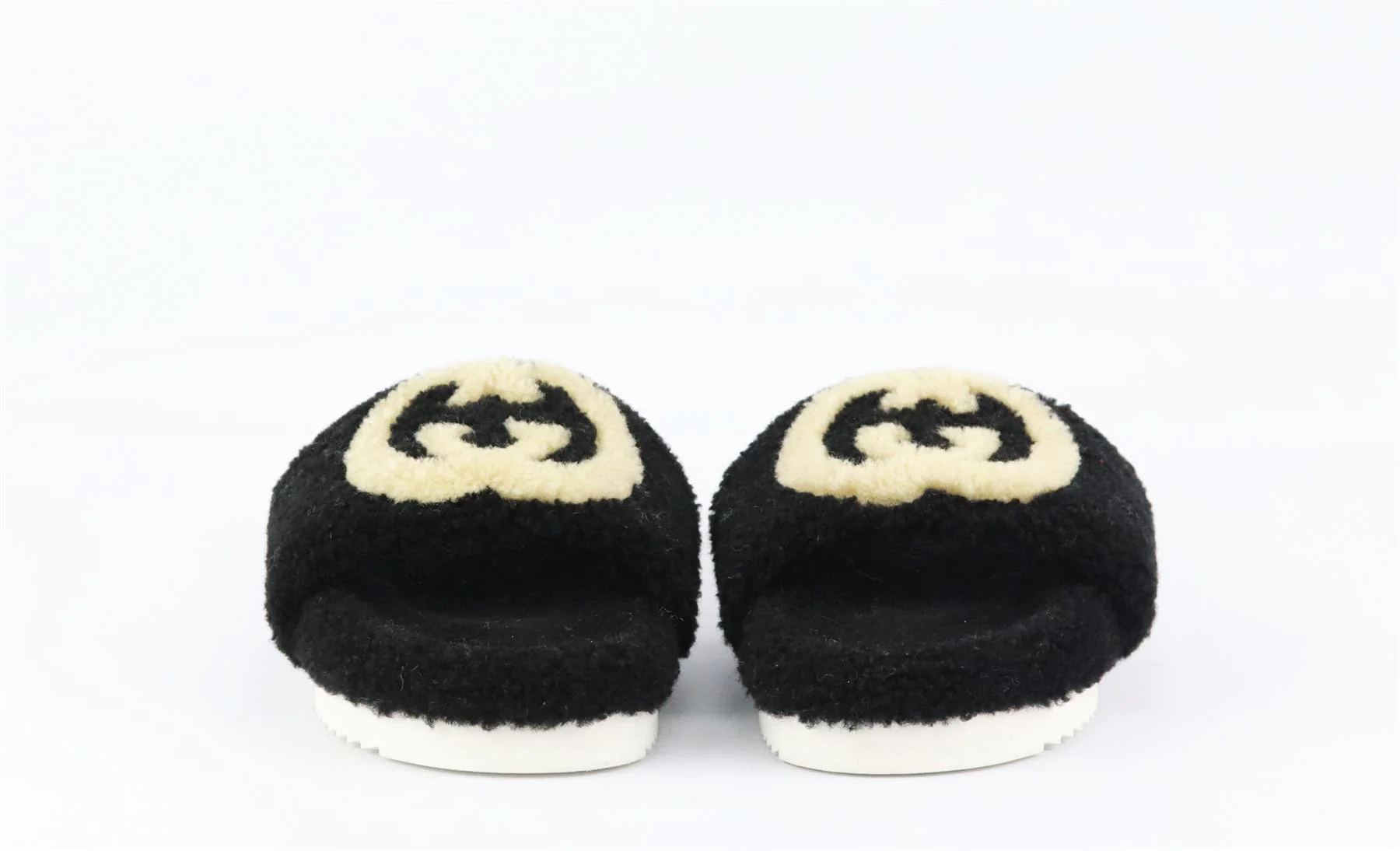 GUCCI EILEEN LOGO PRINT SHEARLING SLIDES EU 38 UK 5 US 8 - Image 3