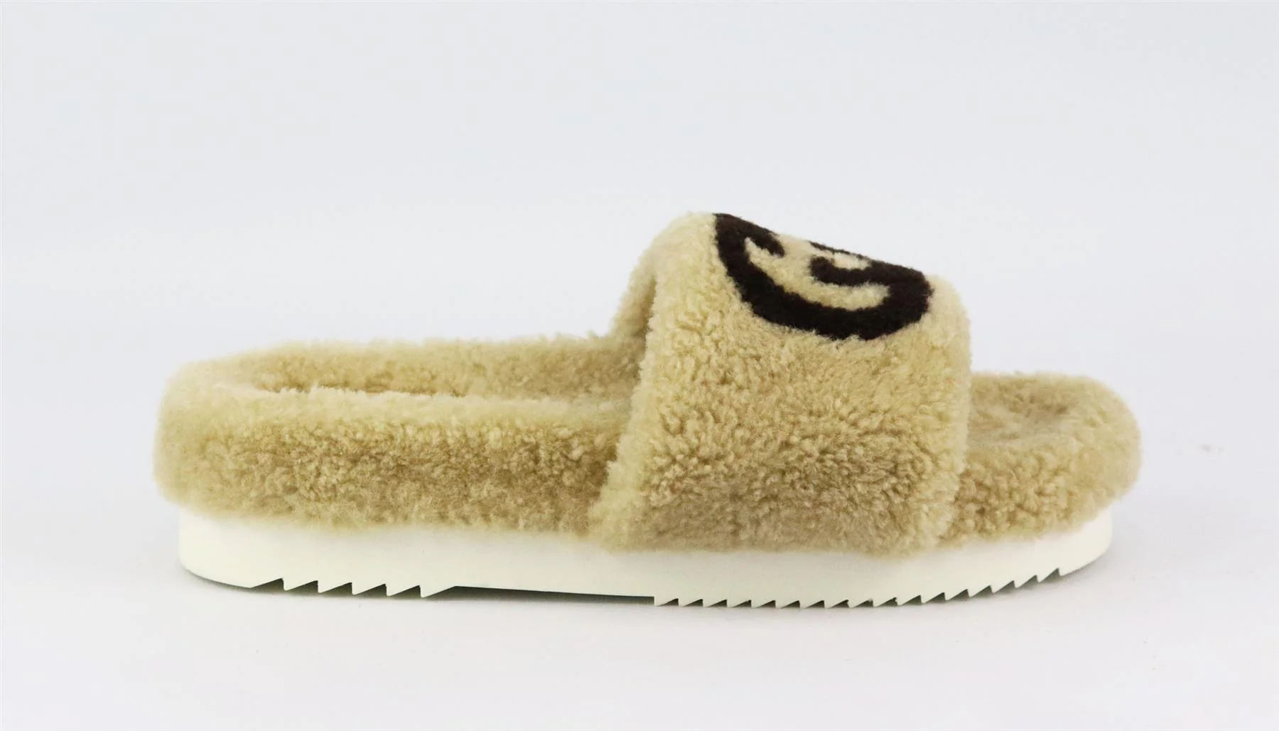 GUCCI EILEEN LOGO PRINT SHEARLING SLIDES EU 38 UK 5 US 8 - Image 2