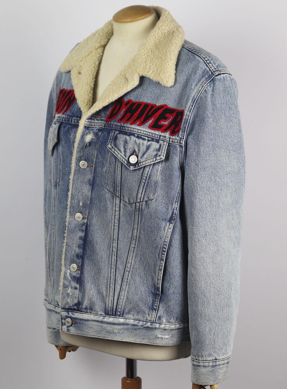 GUCCI EMBELLISHED SHEARLING LINED DENIM JACKET IT 44 UK 12 - Image 3