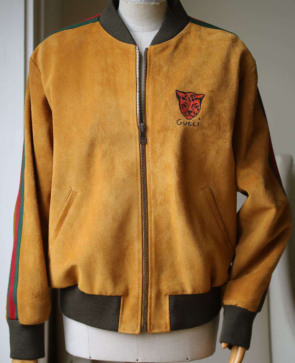 GUCCI EMBROIDERED SUEDE BOMBER JACKET IT 44 UK 12 - Image 2