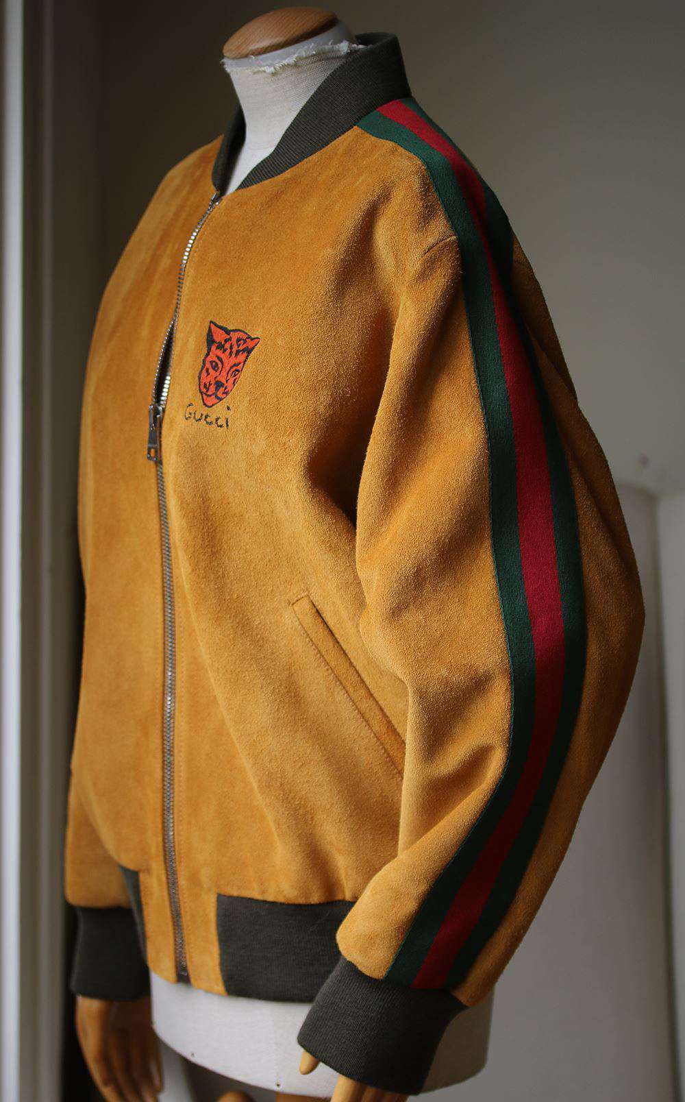GUCCI EMBROIDERED SUEDE BOMBER JACKET IT 44 UK 12 - Image 3