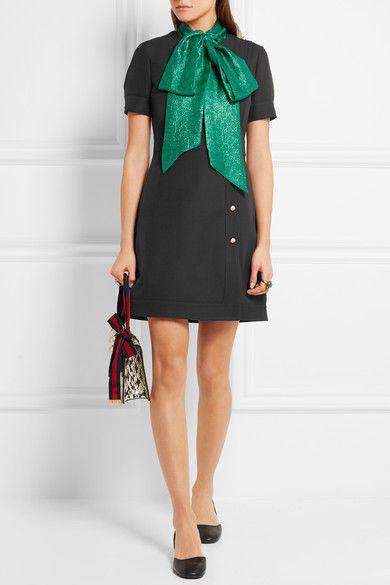 GUCCI FAUX PEARL-EMBELLISHED WOOL AND SILK-BLEND MINI DRESS IT 38 UK 6 - Image 4