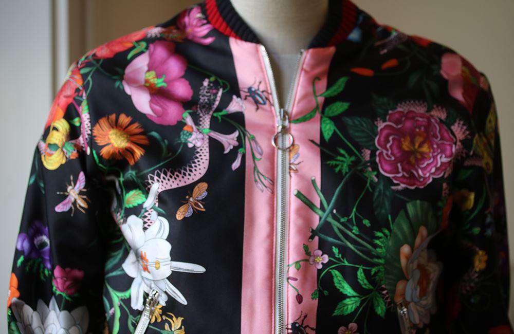 GUCCI FLORA SNAKE PRINT SILK BOMBER JACKET IT 38 UK 6 - Image 4