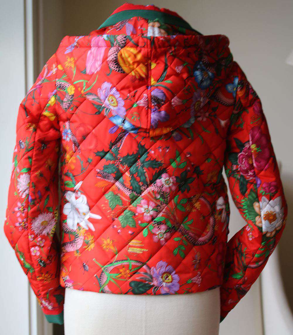 GUCCI FLORA SNAKE PRINTED QUILTED PARACHUTE JACKET IT 38 UK 6 - Image 4