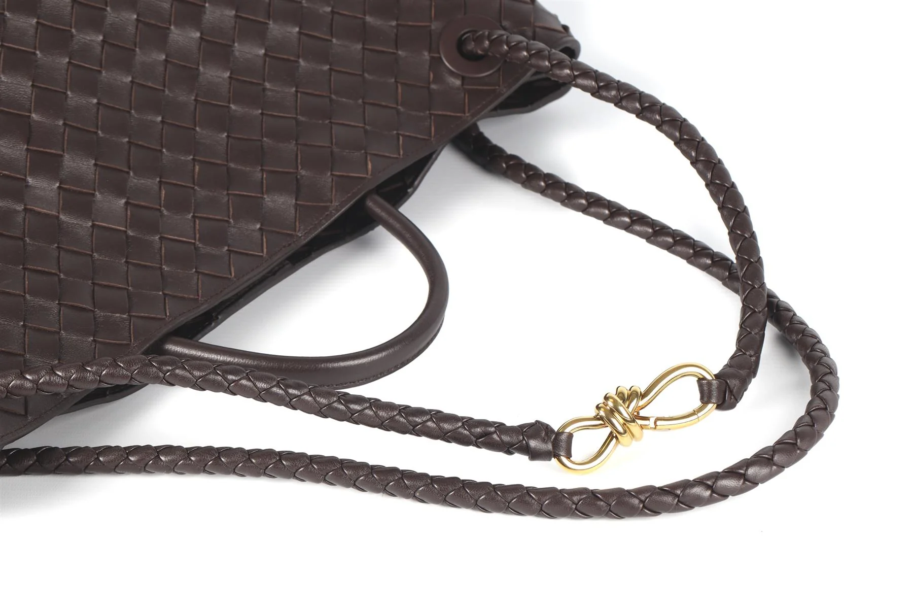 BOTTEGA VENETA BROWN ANDIAMO LARGE INTRECCIATO LEATHER TOTE BAG - Image 12