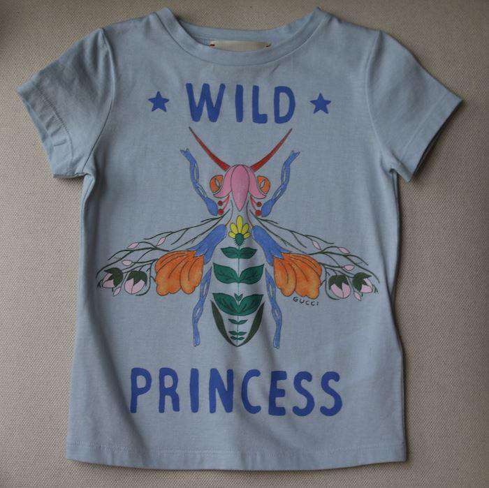 GUCCI GIRLS BLUE WILD PRINCESS T-SHIRT 4 YEARS - Image 2