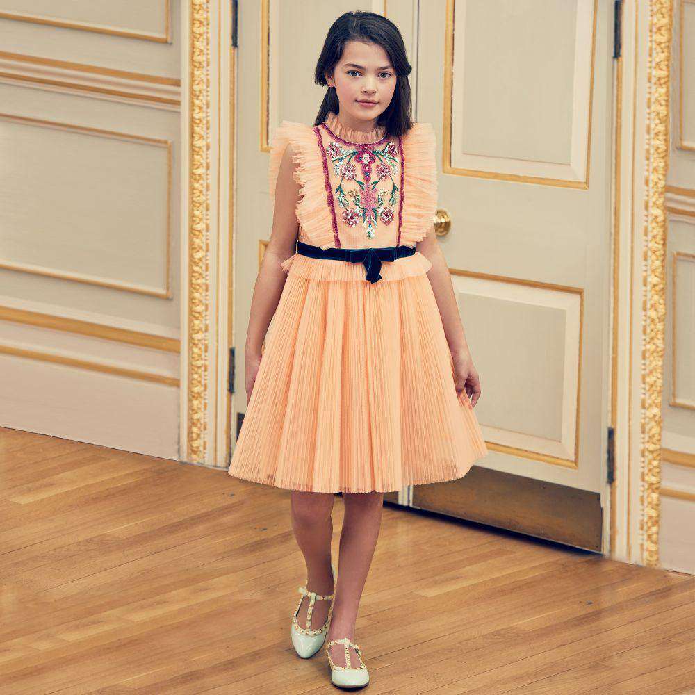 GUCCI GIRLS EMBROIDERED TULLE DRESS 5 YEARS - Image 2