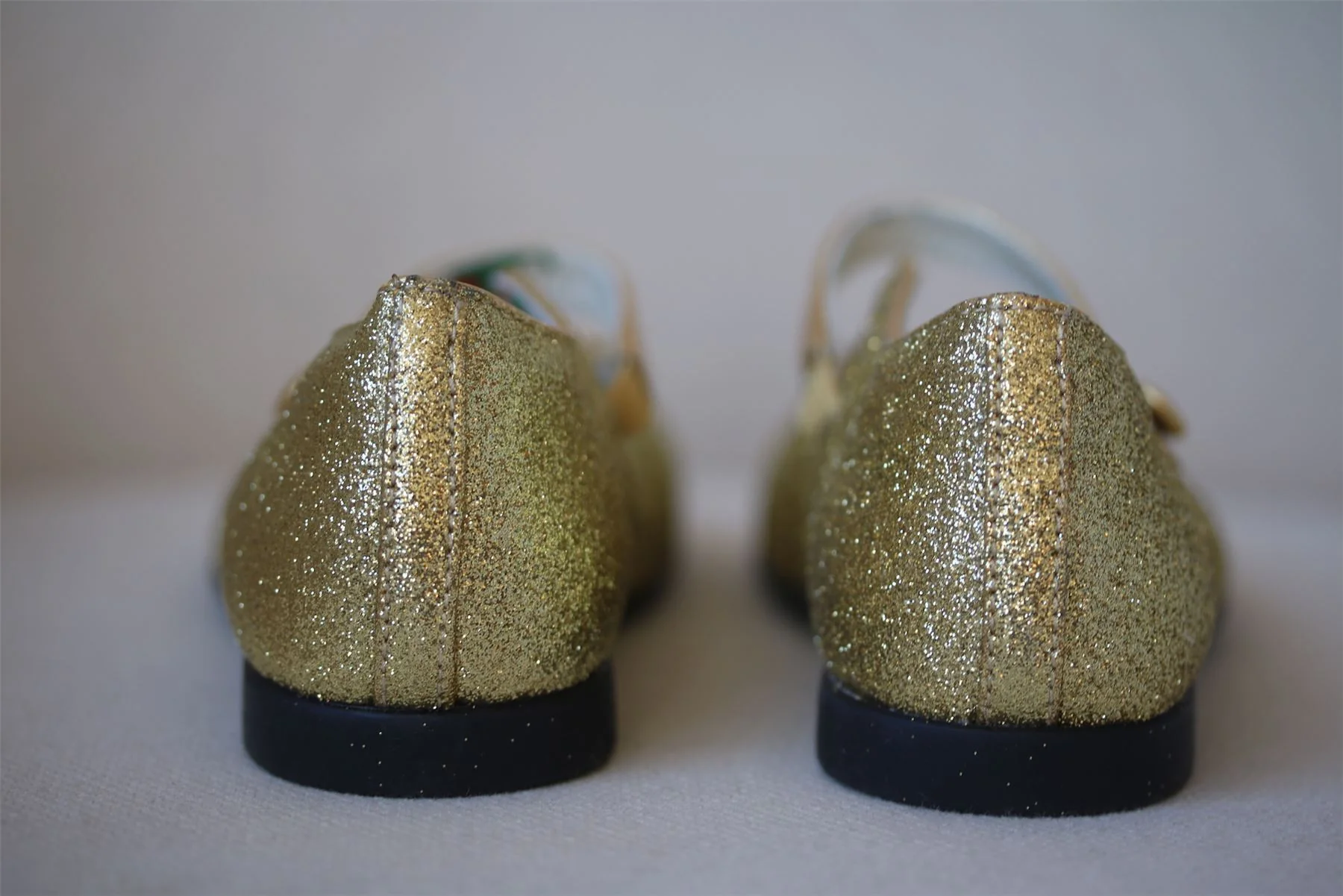 GUCCI GIRLS GOLD GLITTER CRYSTAL BOW LEATHER SHOES EU 25 UK 8 - Image 4