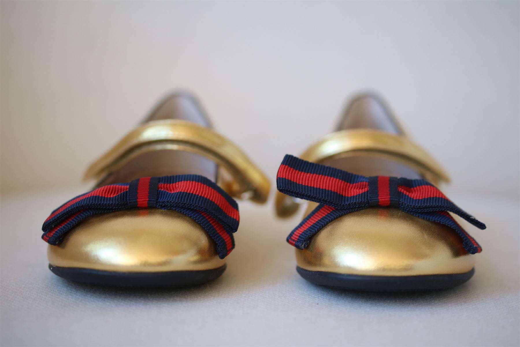 GUCCI GIRLS GOLD LEATHER SHOES EU 25 UK 8 - Image 2