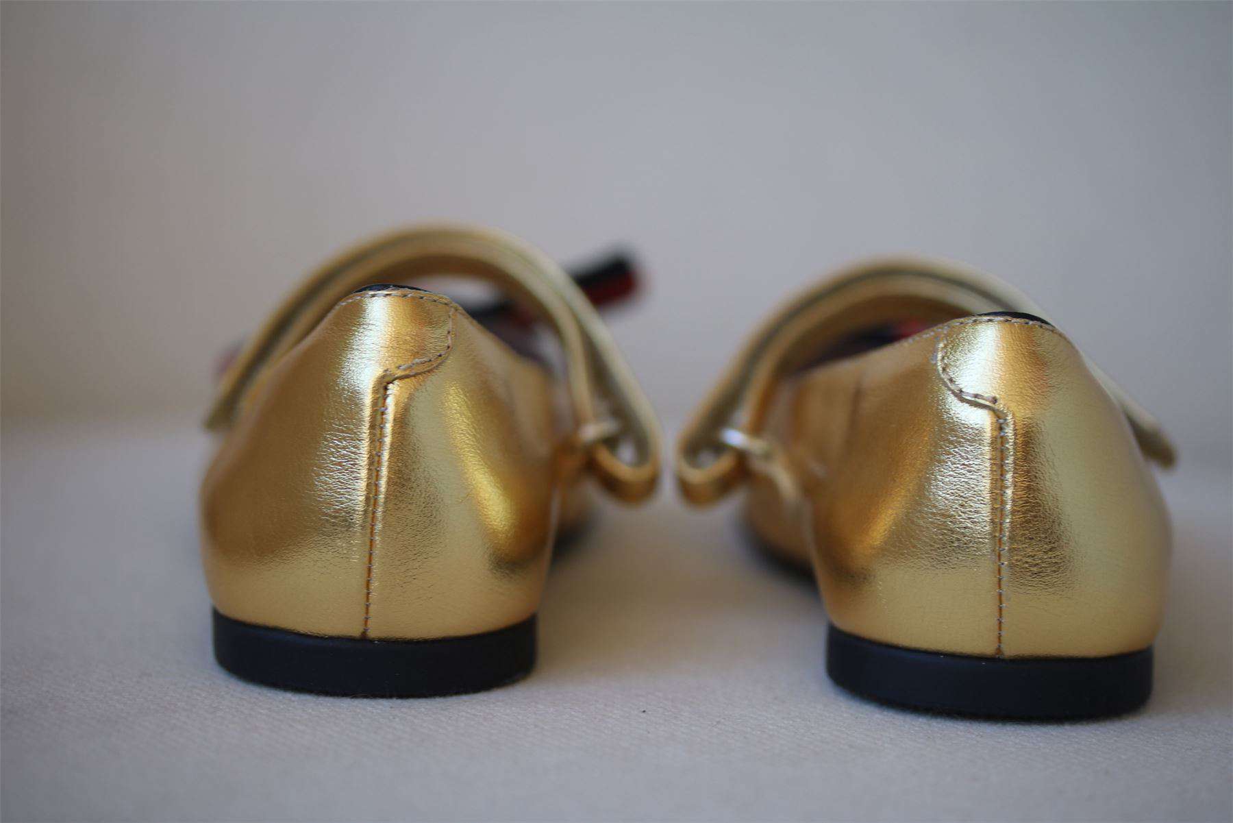 GUCCI GIRLS GOLD LEATHER SHOES EU 25 UK 8 - Image 3
