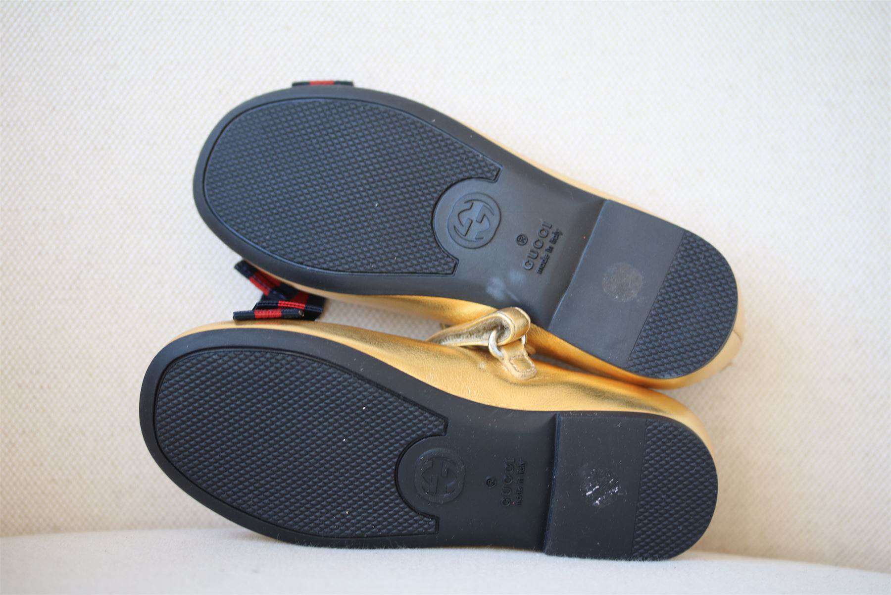 GUCCI GIRLS GOLD LEATHER SHOES EU 25 UK 8 - Image 5