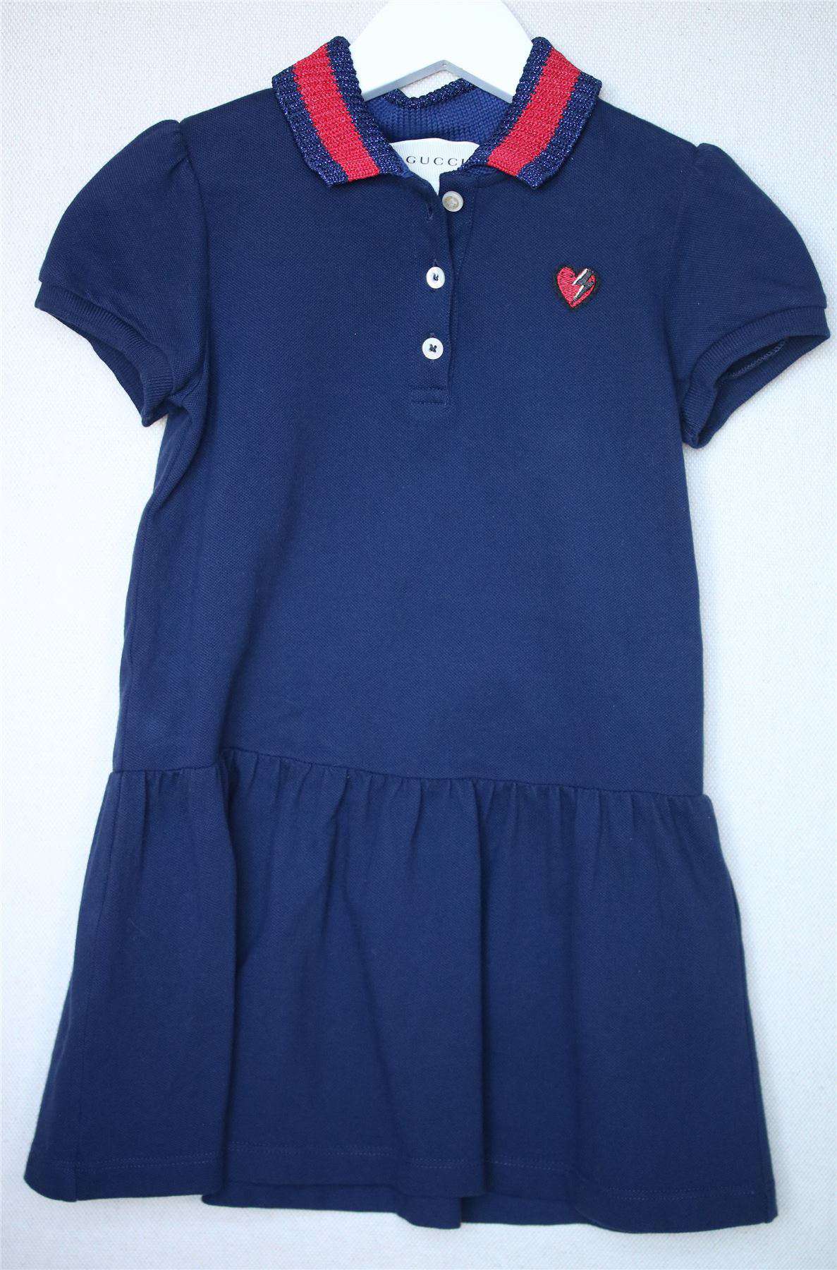 GUCCI GIRLS NAVY BLUE COTTON PIQUÉ DRESS 4 YEARS - Image 2